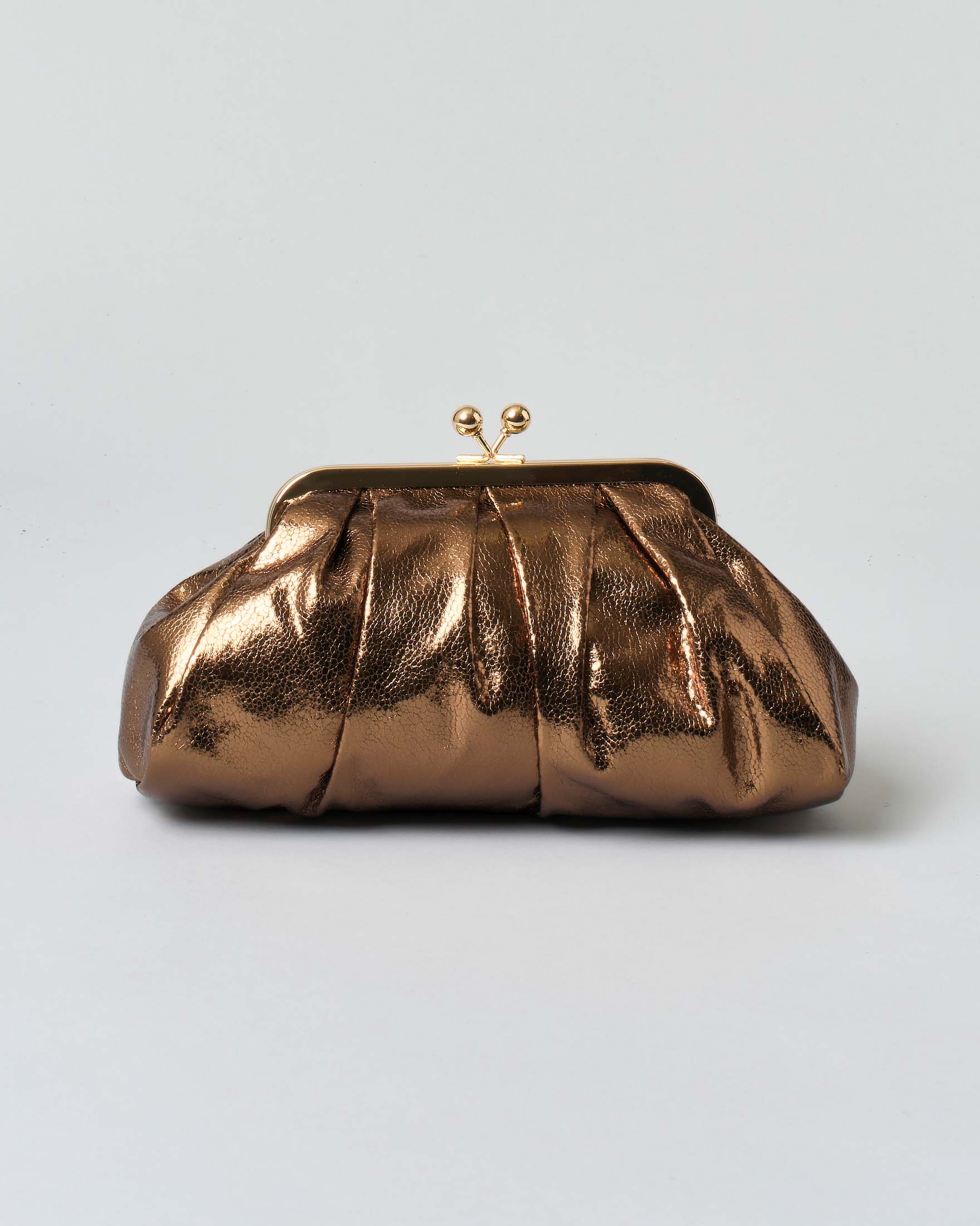 Clutch color bronzo Anna Cecere in similpelle effetto metallizzato