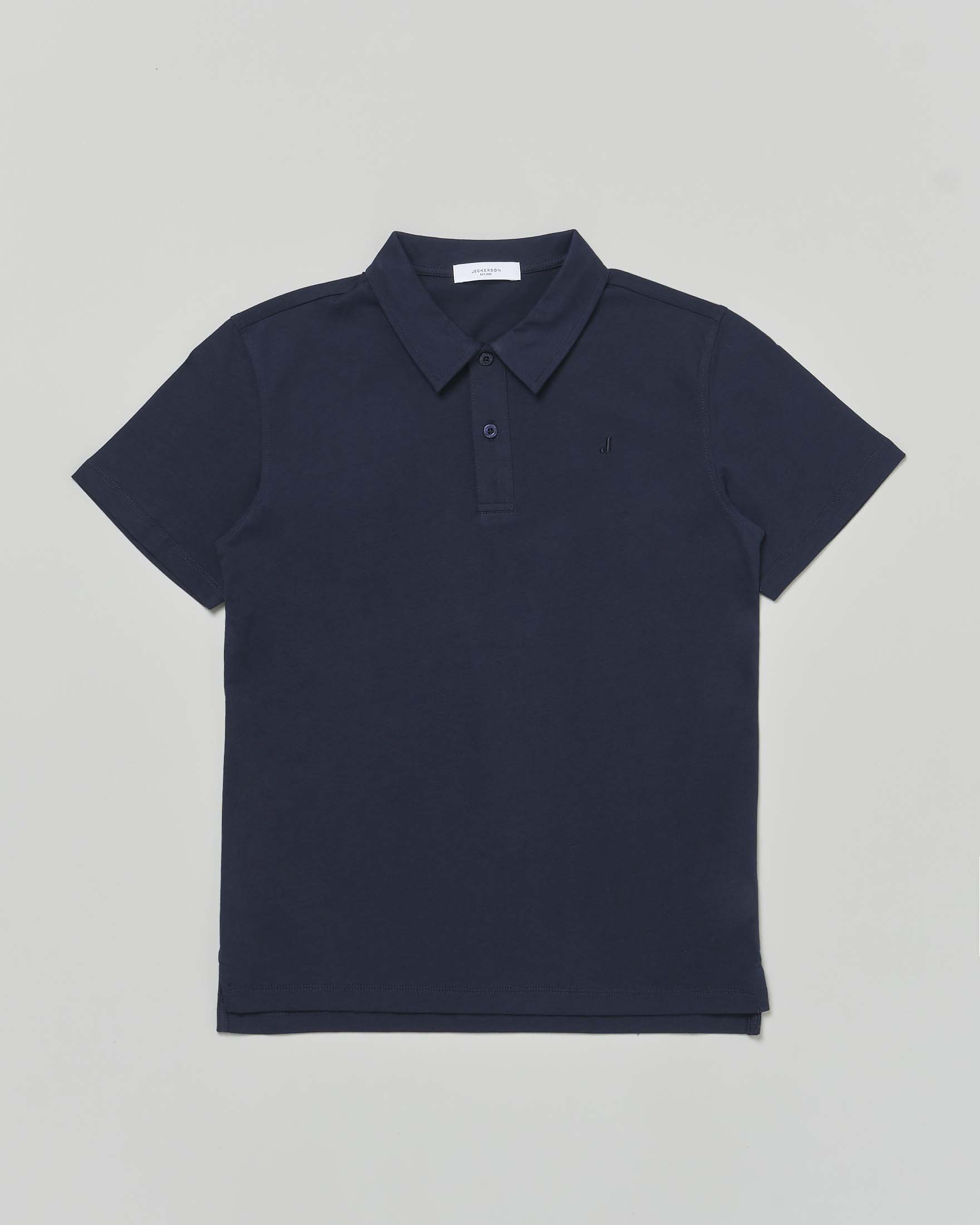 Polo Jeckerson blu mezza manica in piquet di cotone