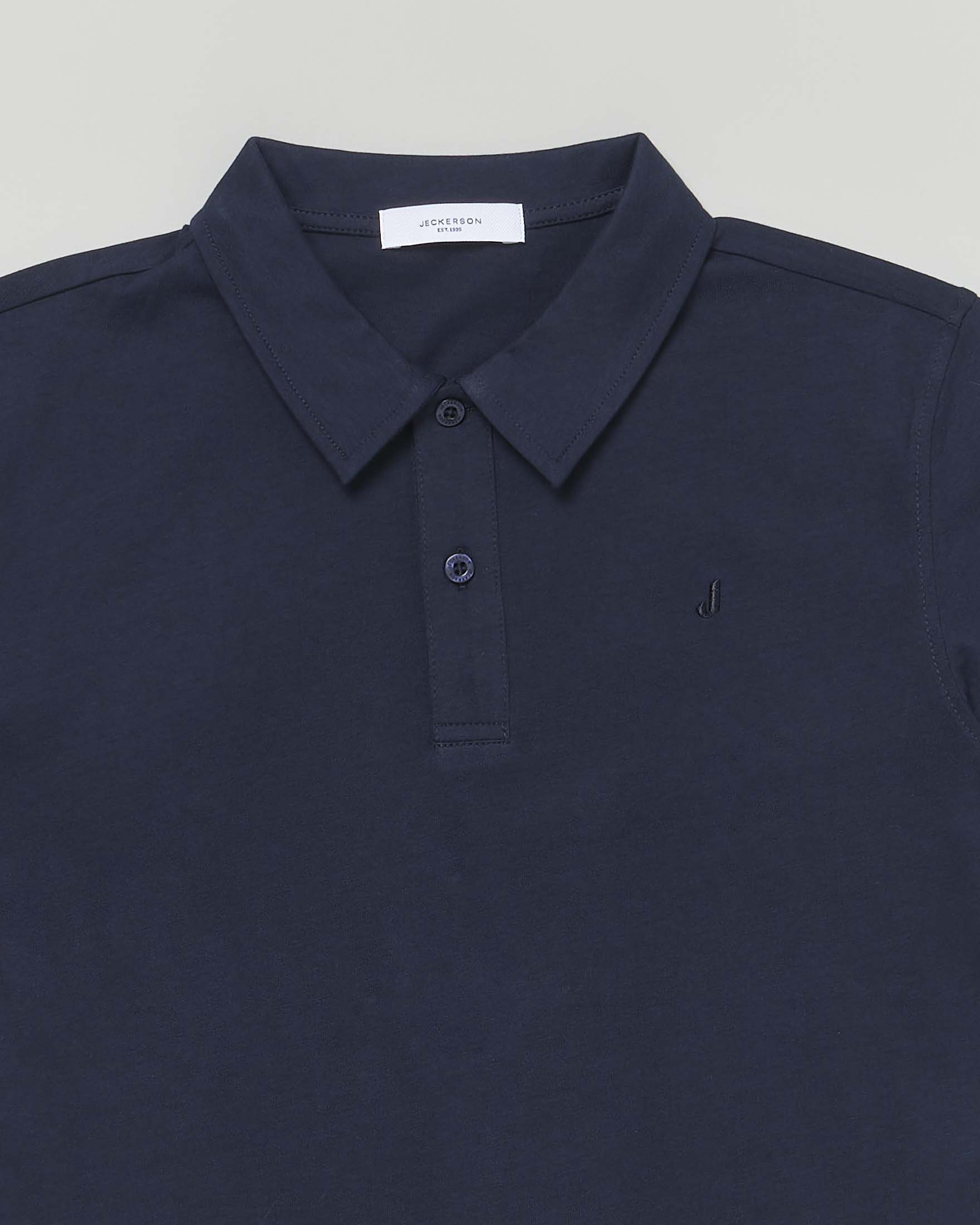 Polo Jeckerson blu mezza manica in piquet di cotone