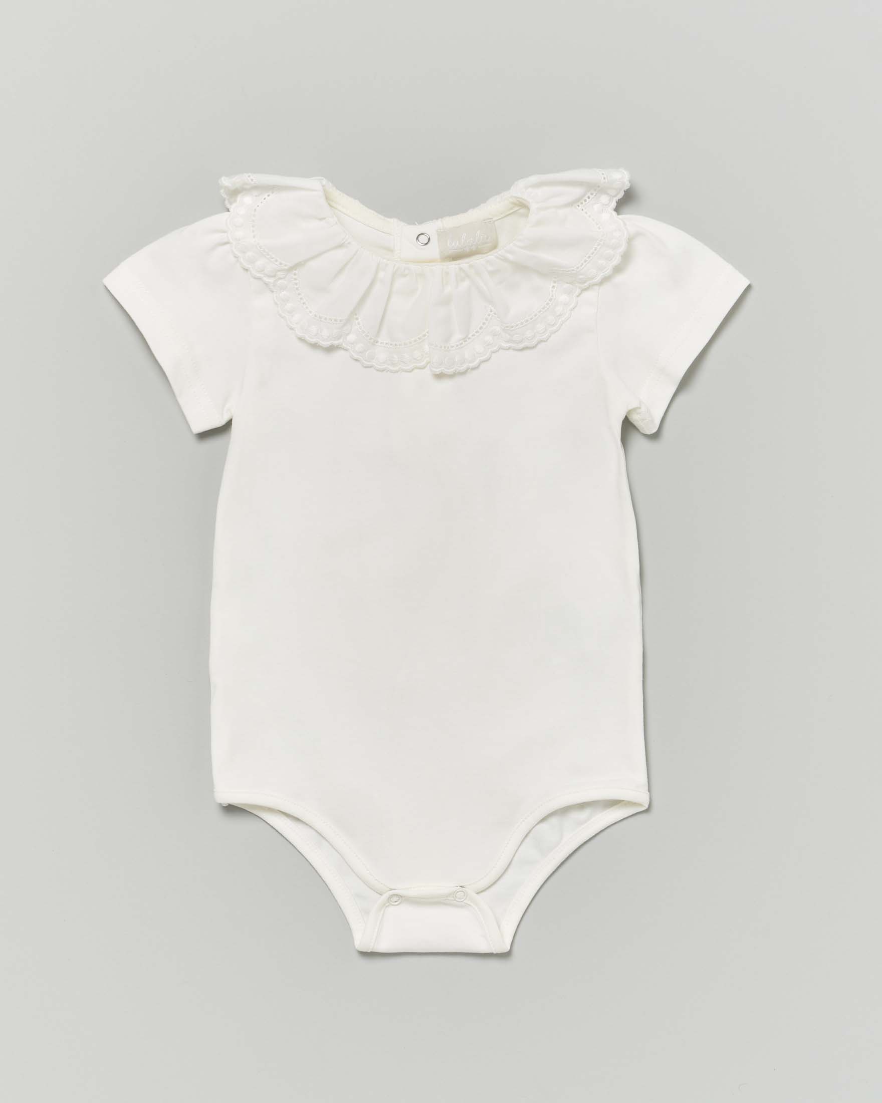 Body avorio con ampio collo in pizzo