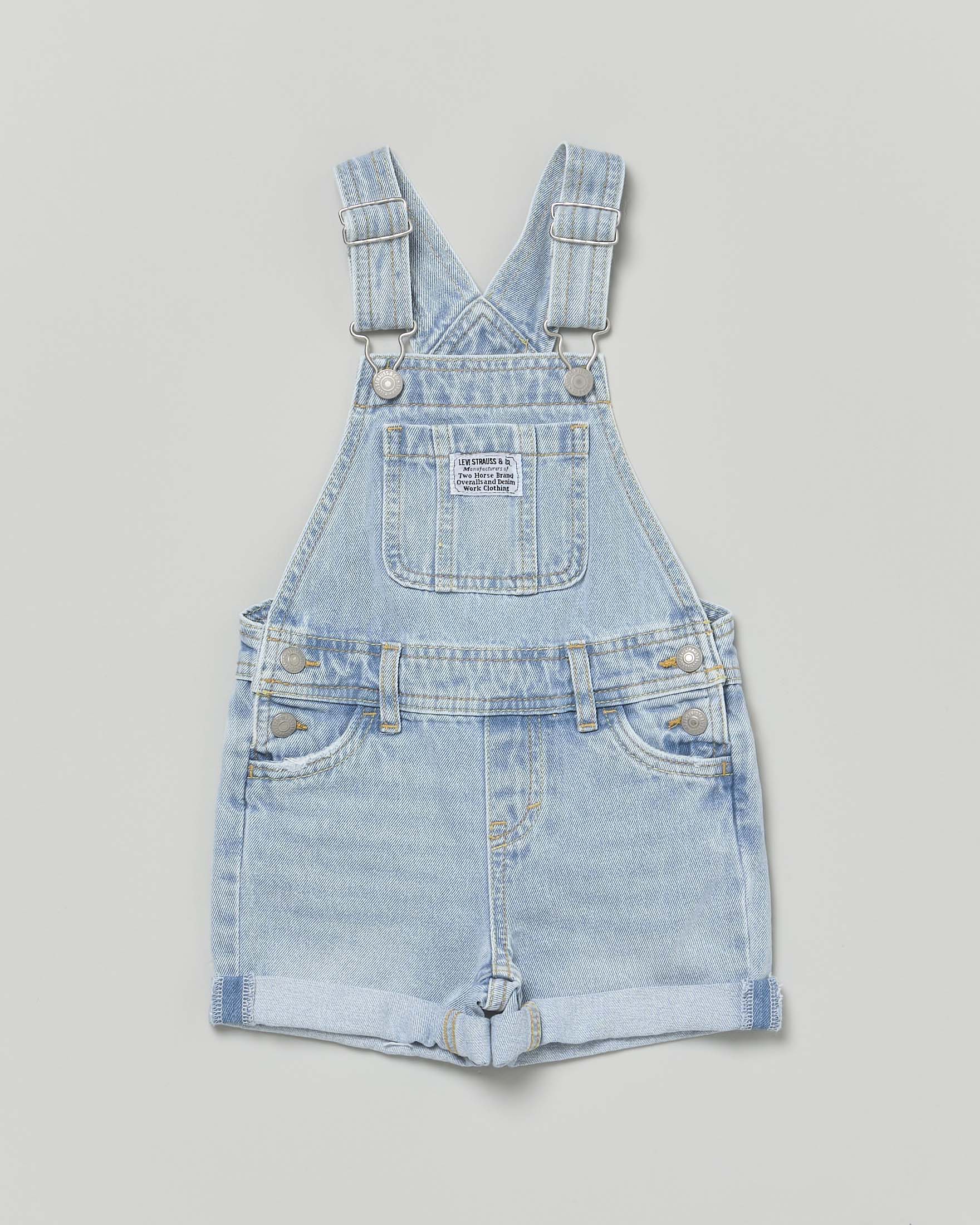 Salopette Levi's in denim di cotone a lavaggio chiaro super stone washed