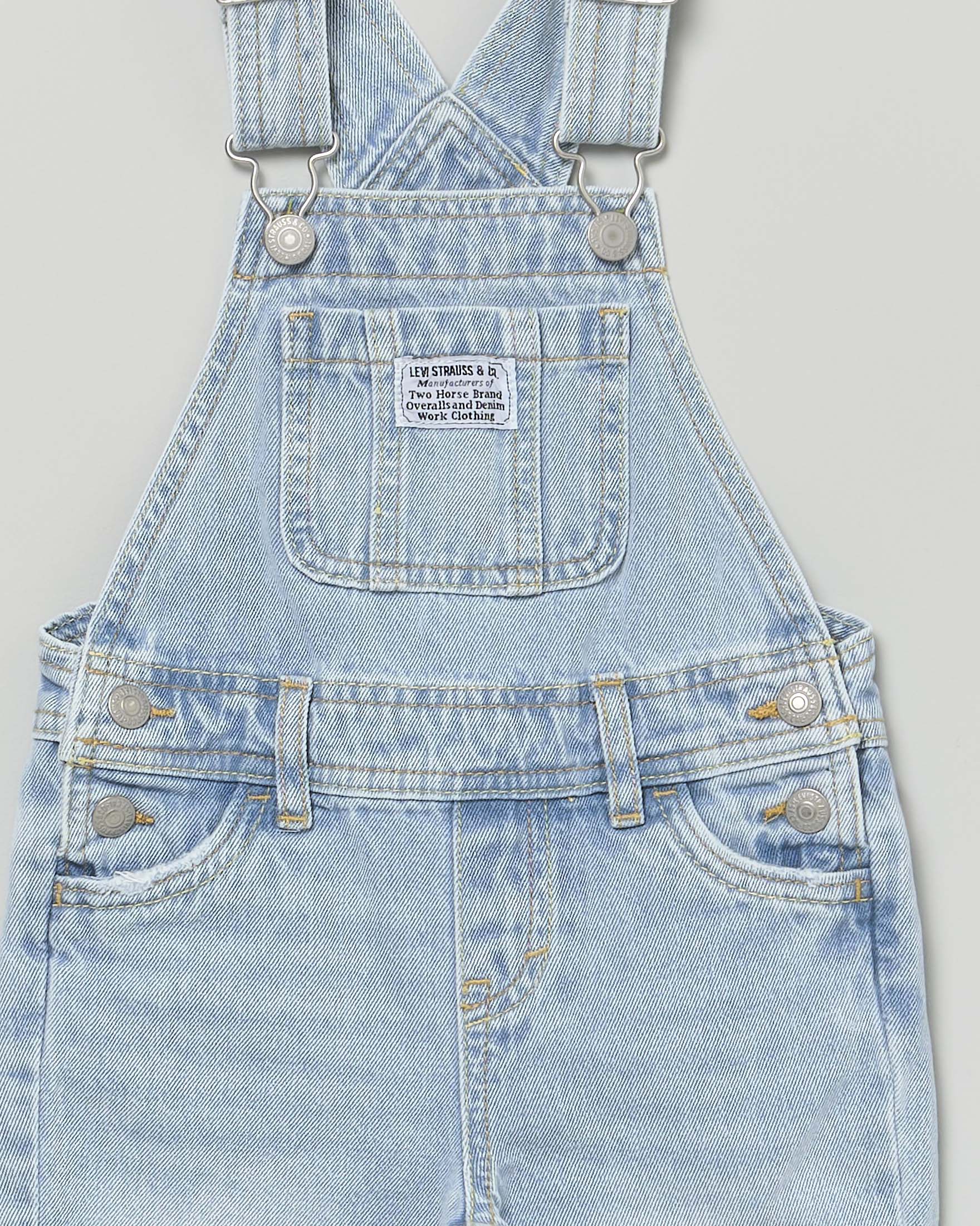 Salopette Levi's in denim di cotone a lavaggio chiaro super stone washed
