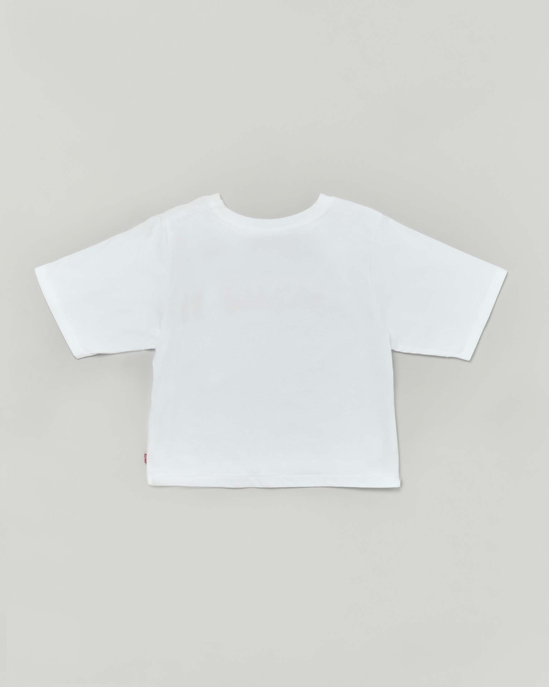 T-shirt cropped Levi's bianca mezza manica con logo batwing rosso