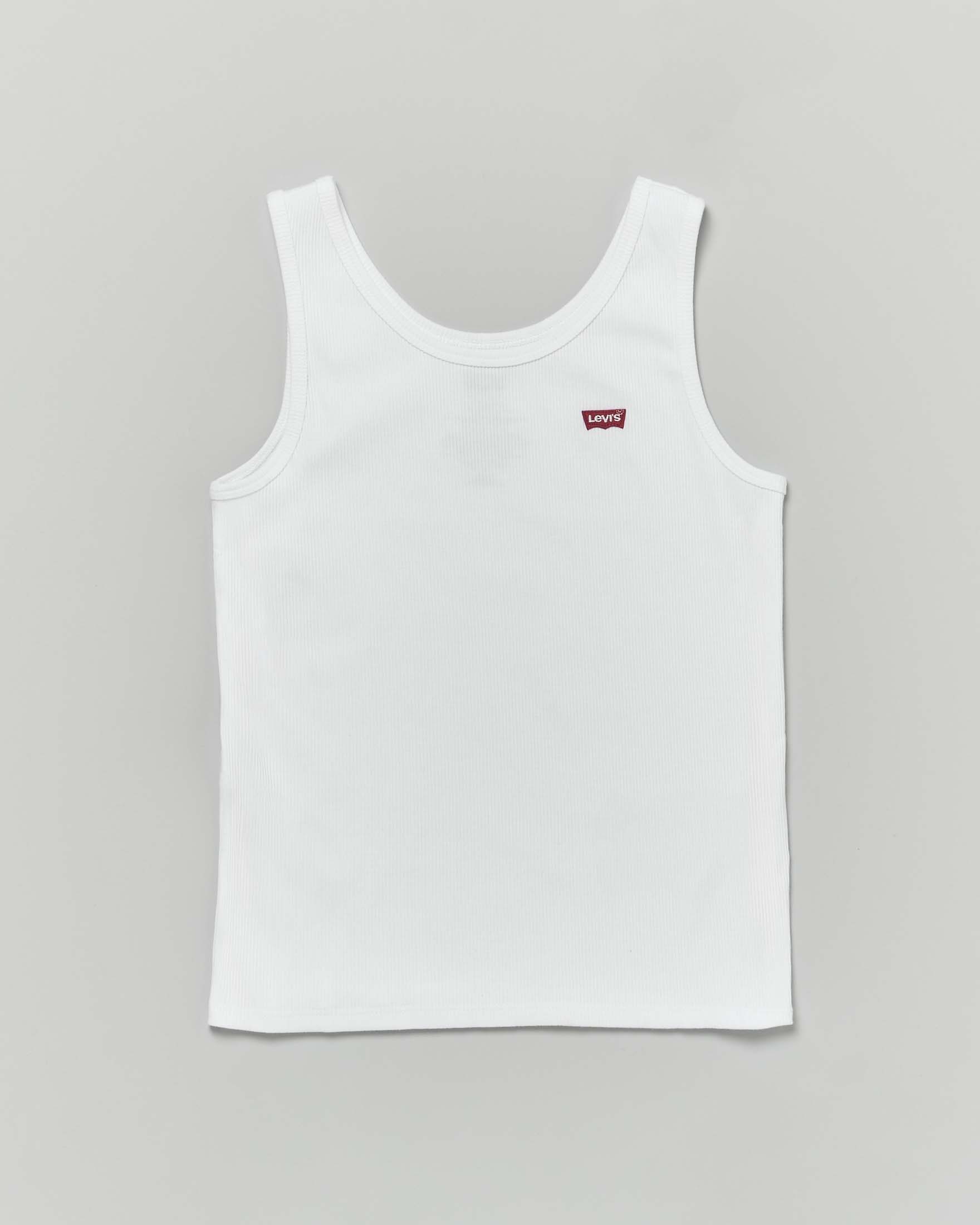 Canotta Levi's bianca in puro cotone a costine con mini logo rosso