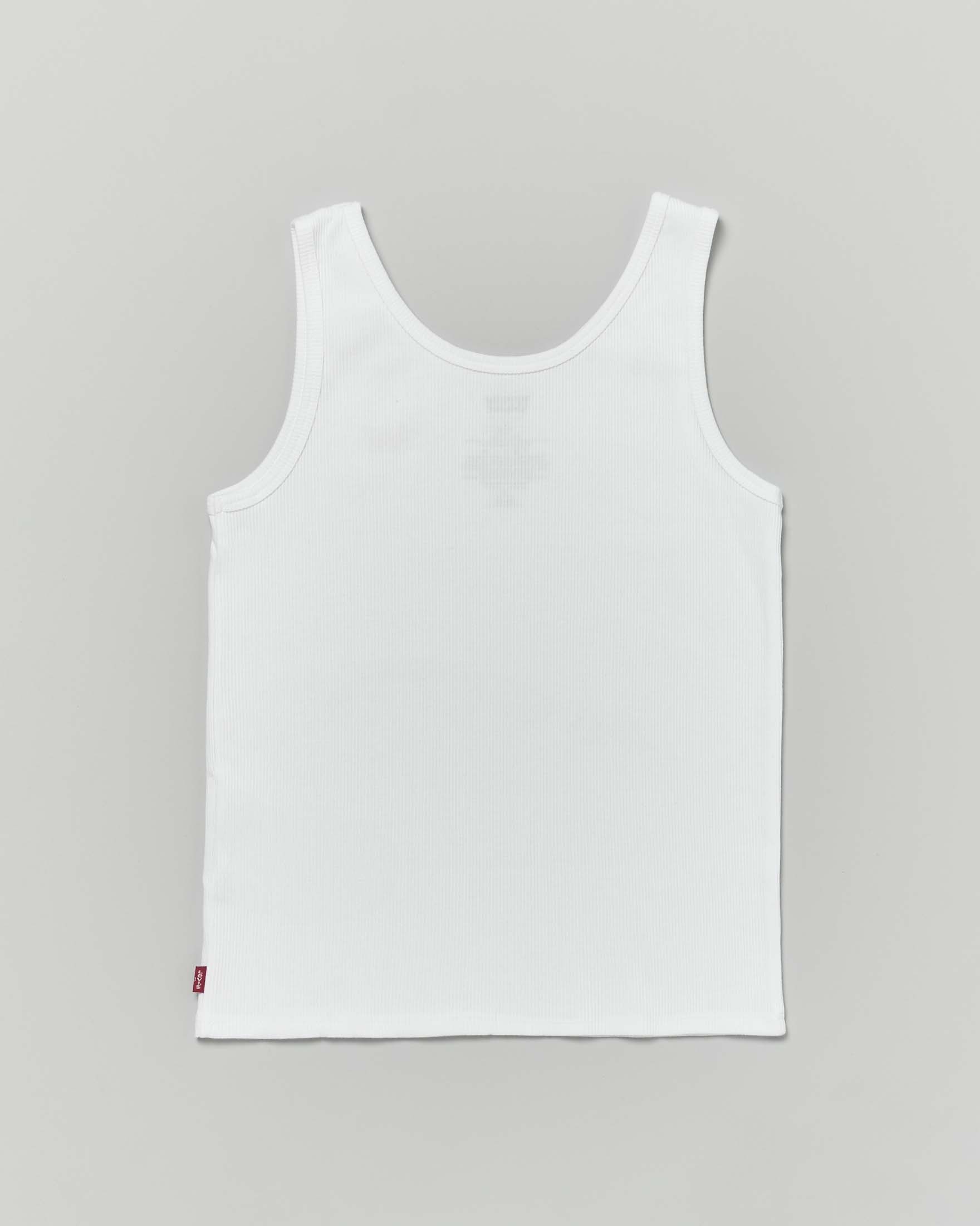 Canotta Levi's bianca in puro cotone a costine con mini logo rosso