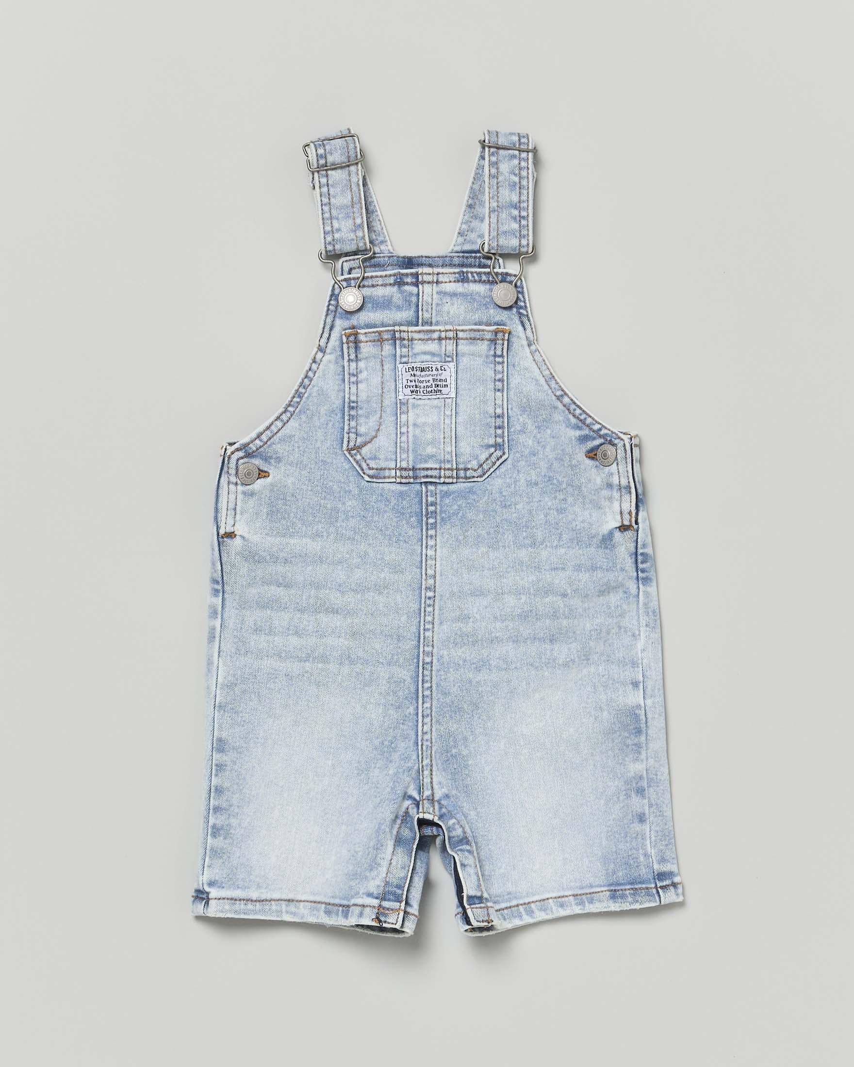 Salopette Levi's in denim di cotone a lavaggio chiaro bleach washed