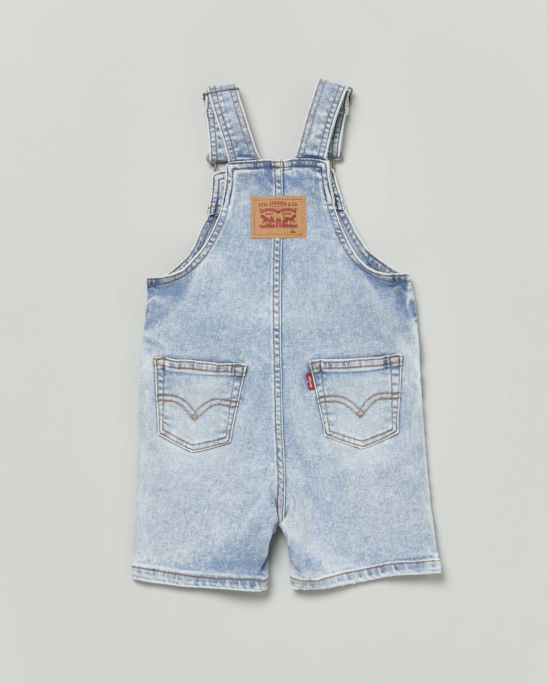 Salopette Levi's in denim di cotone a lavaggio chiaro bleach washed