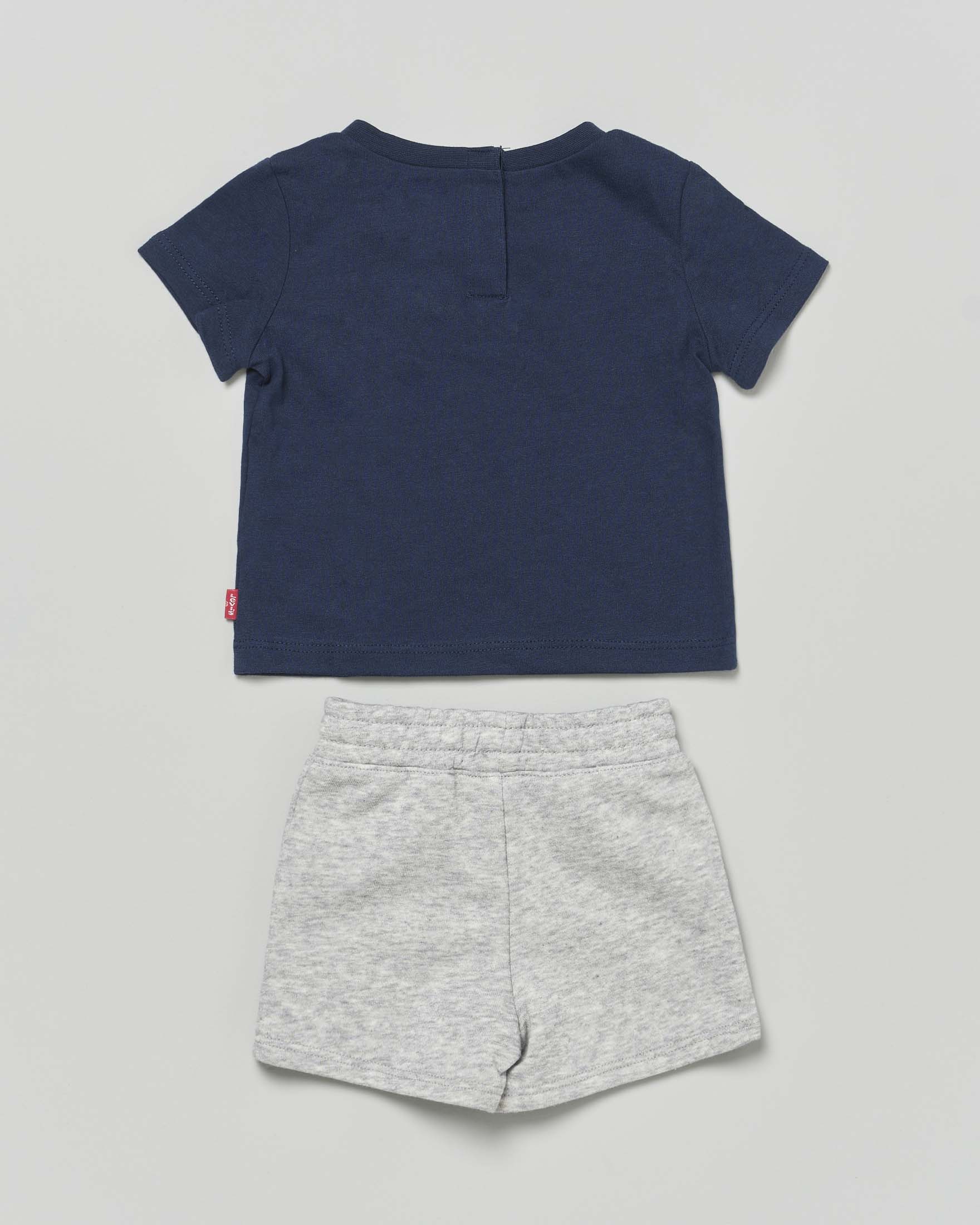 Completo Levi's t-shirt blu e bermuda felpa grigio melange