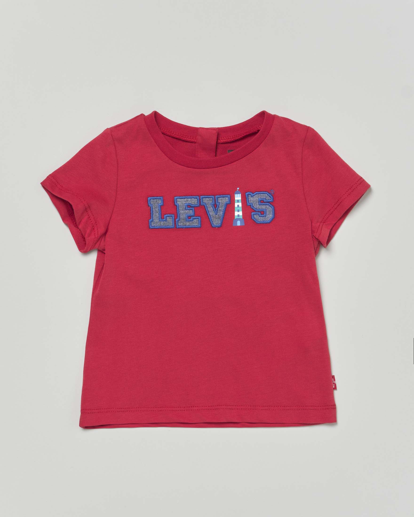 T-shirt Levi's rossa mezza manica con logo ricamato con faro