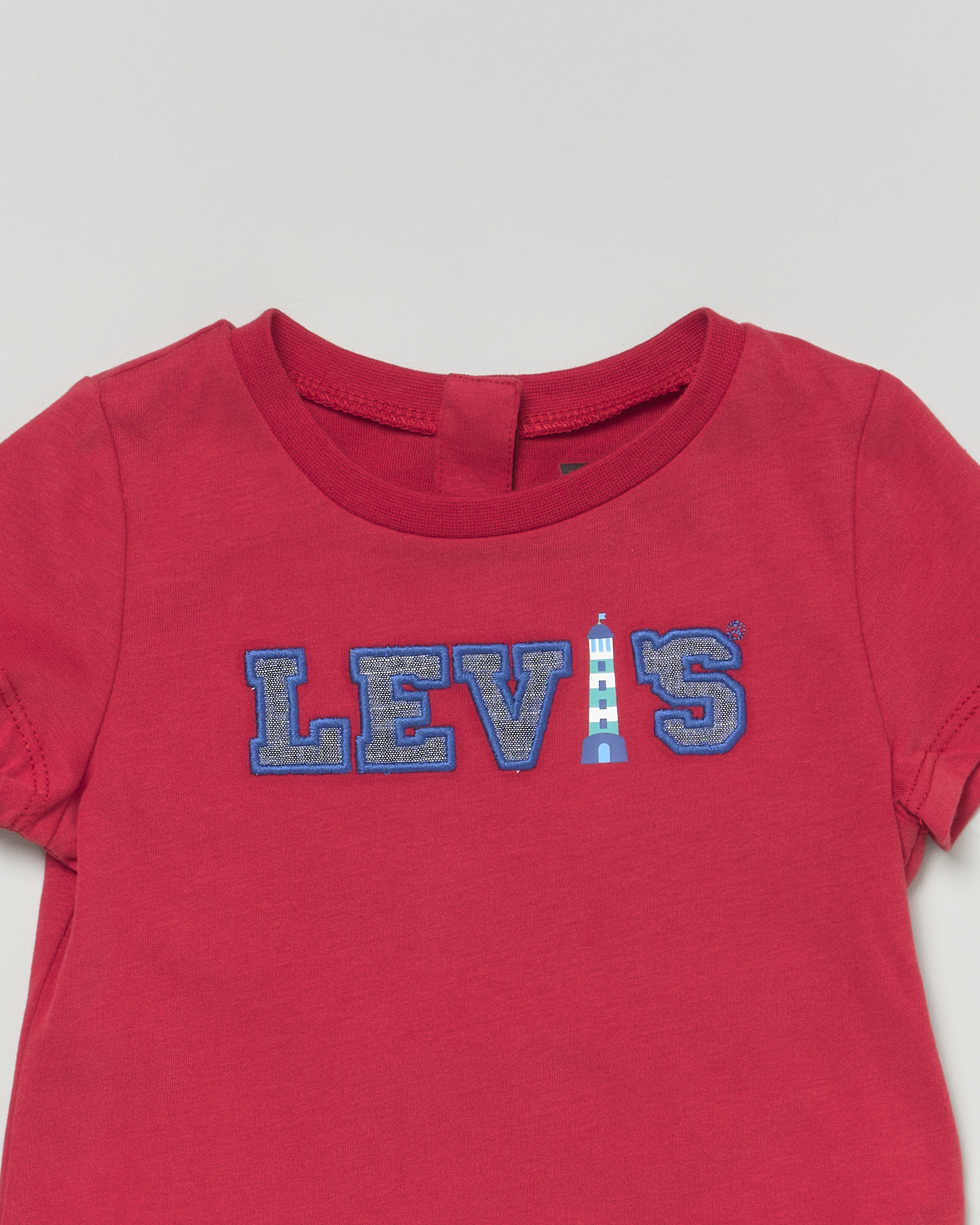 T-shirt Levi's rossa mezza manica con logo ricamato con faro
