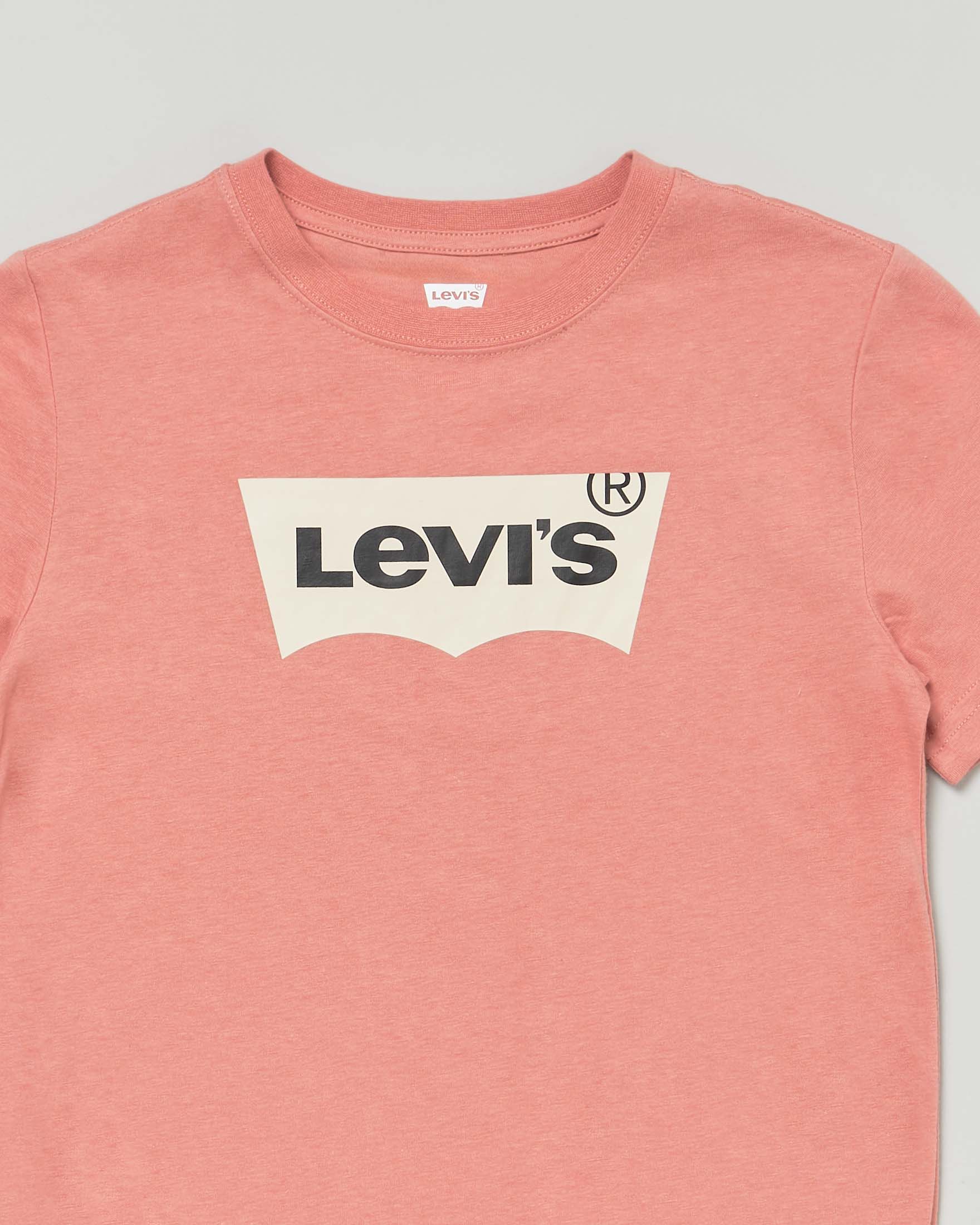 T-shirt Levi's corallo mezza manica con logo batwing panna