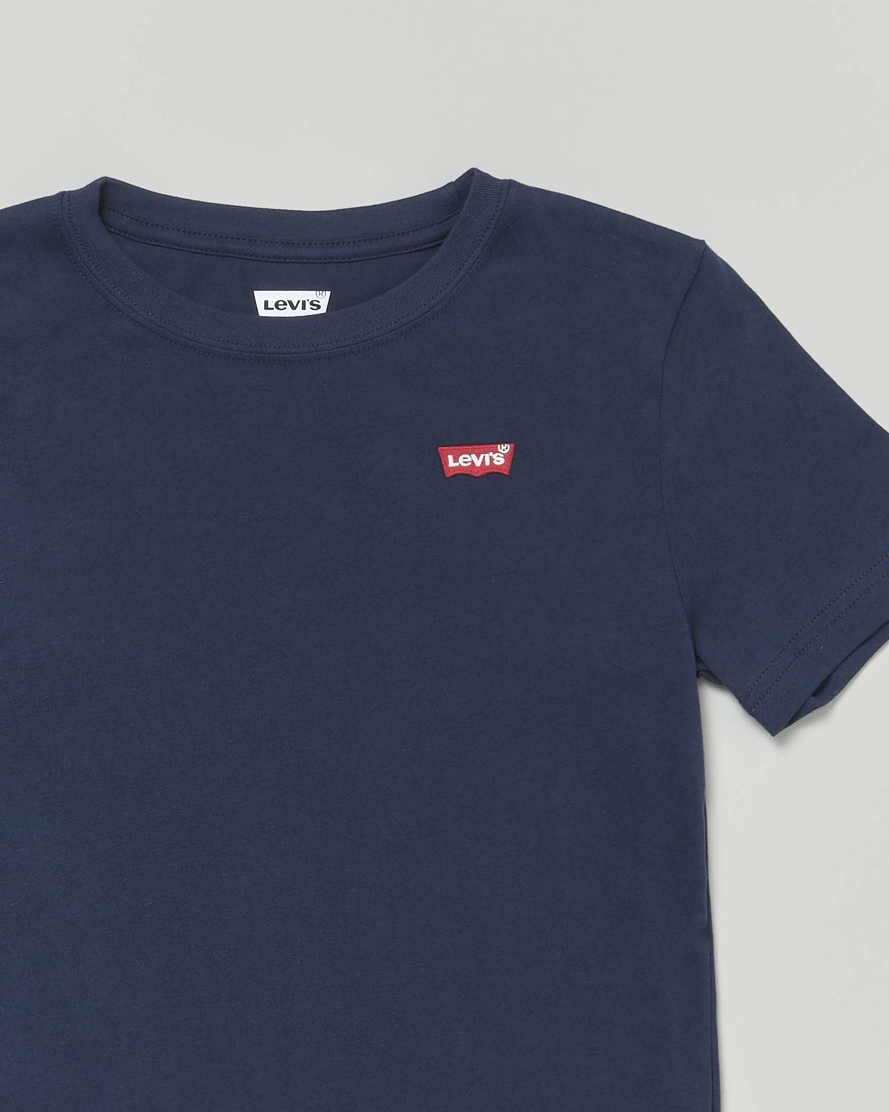 T-shirt Levi's blu mezza manica con mini logo rosso