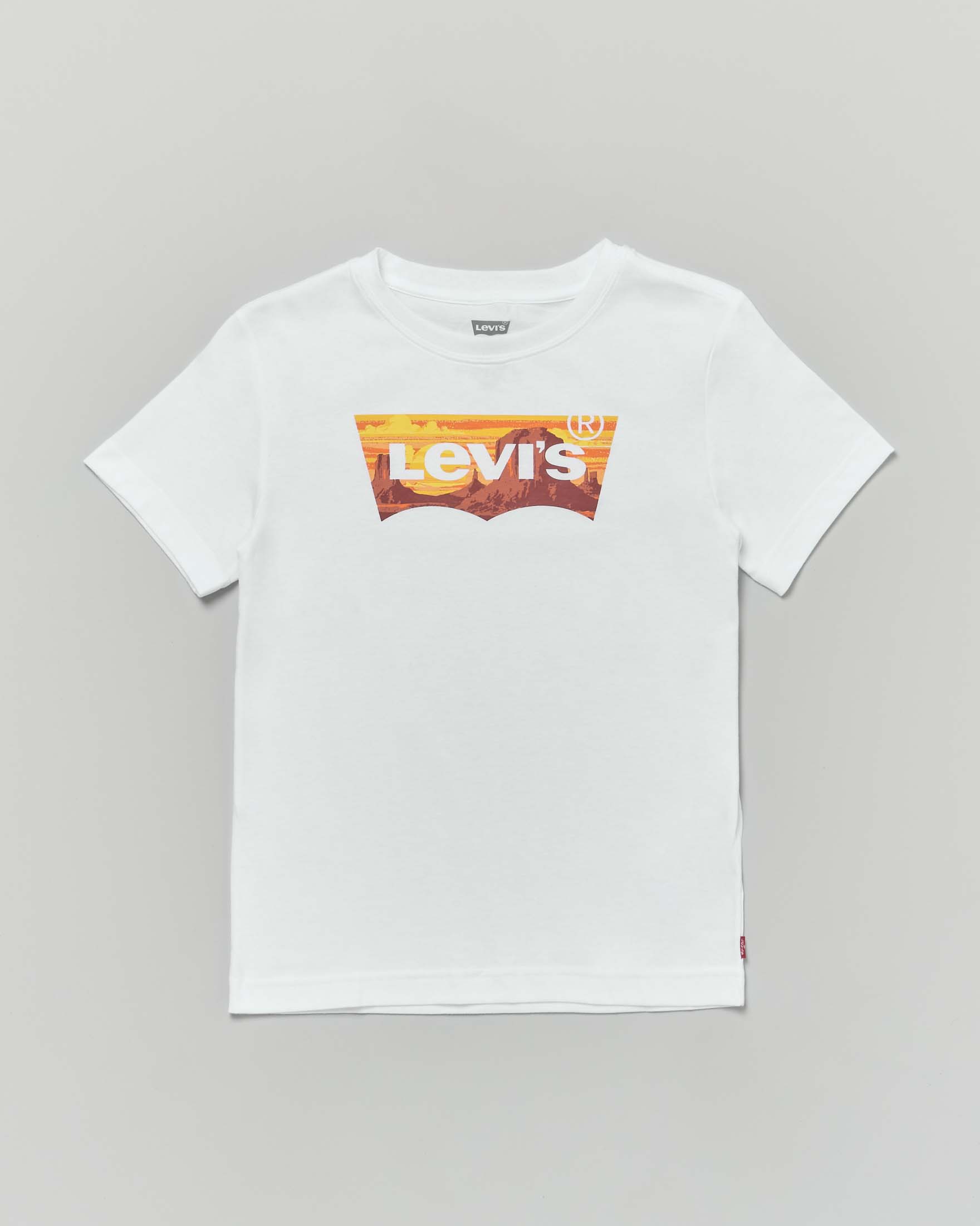 T-shirt Levi's bianca mezza manica con logo batwing in grafica canion