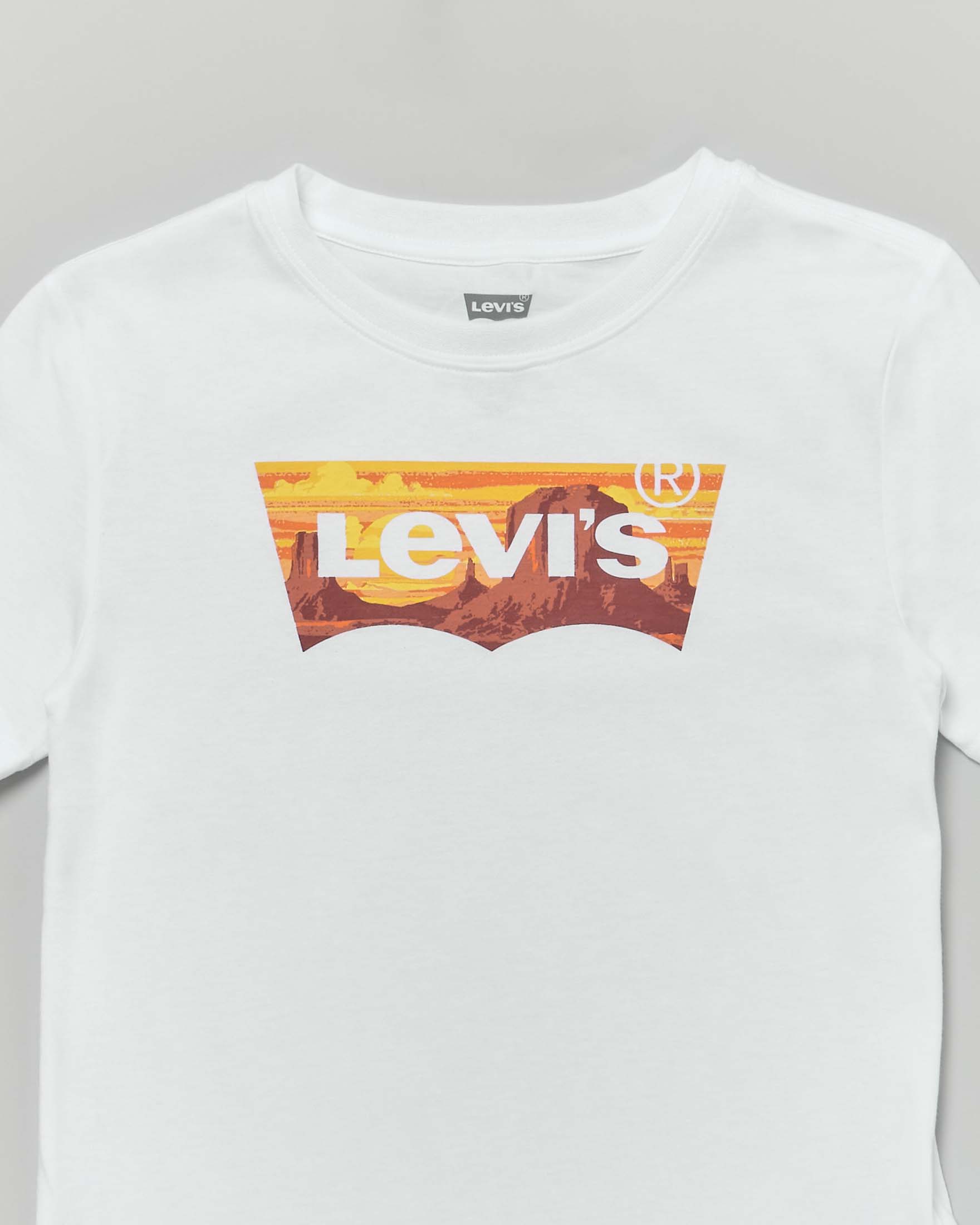 T-shirt Levi's bianca mezza manica con logo batwing in grafica canion
