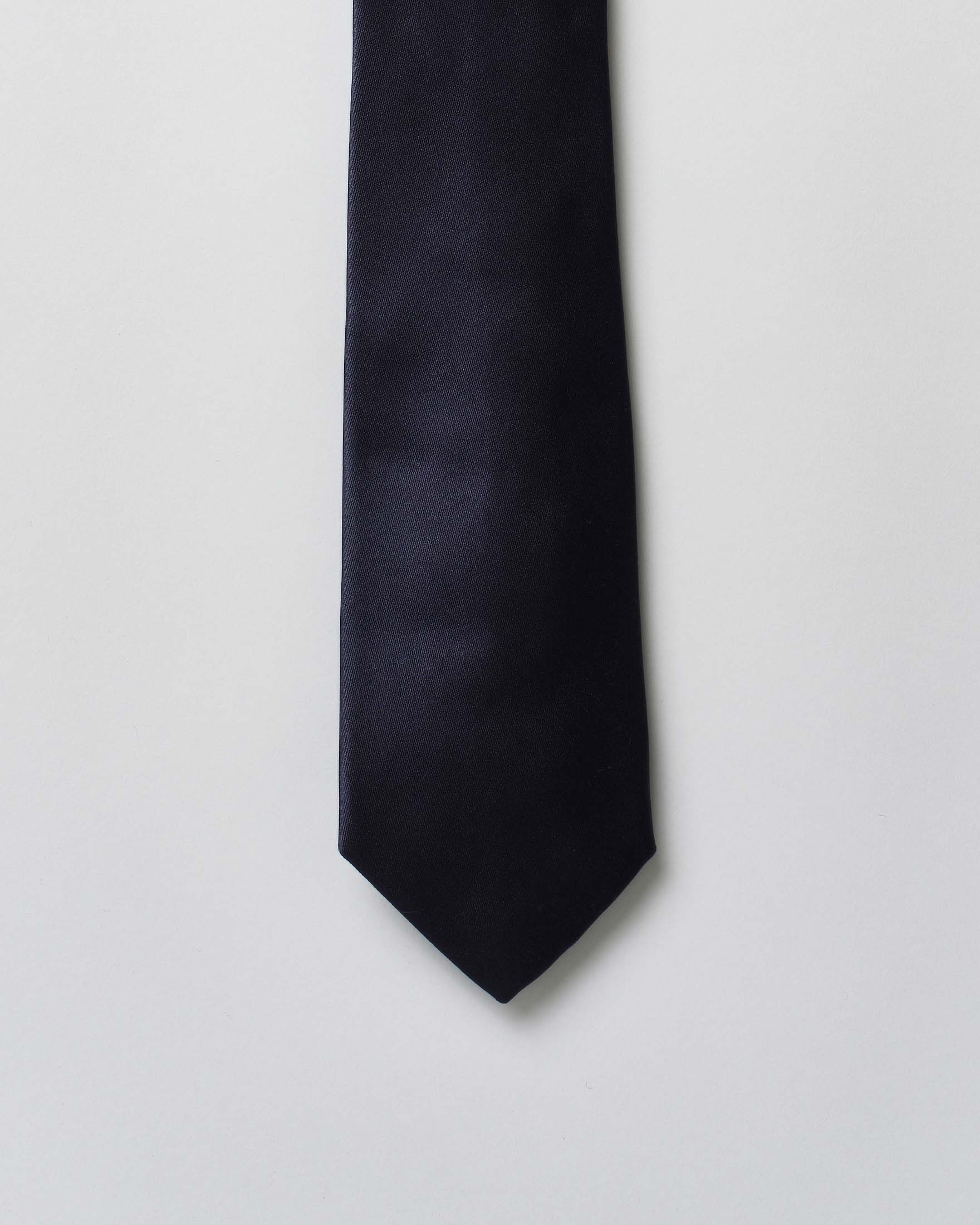 Cravatta Pellizzari blu tinta unita in raso di pura seta image