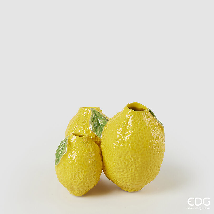 Vaso in Ceramica Freaky Limoni Giallo 15,5x13,5x12,5h Edg