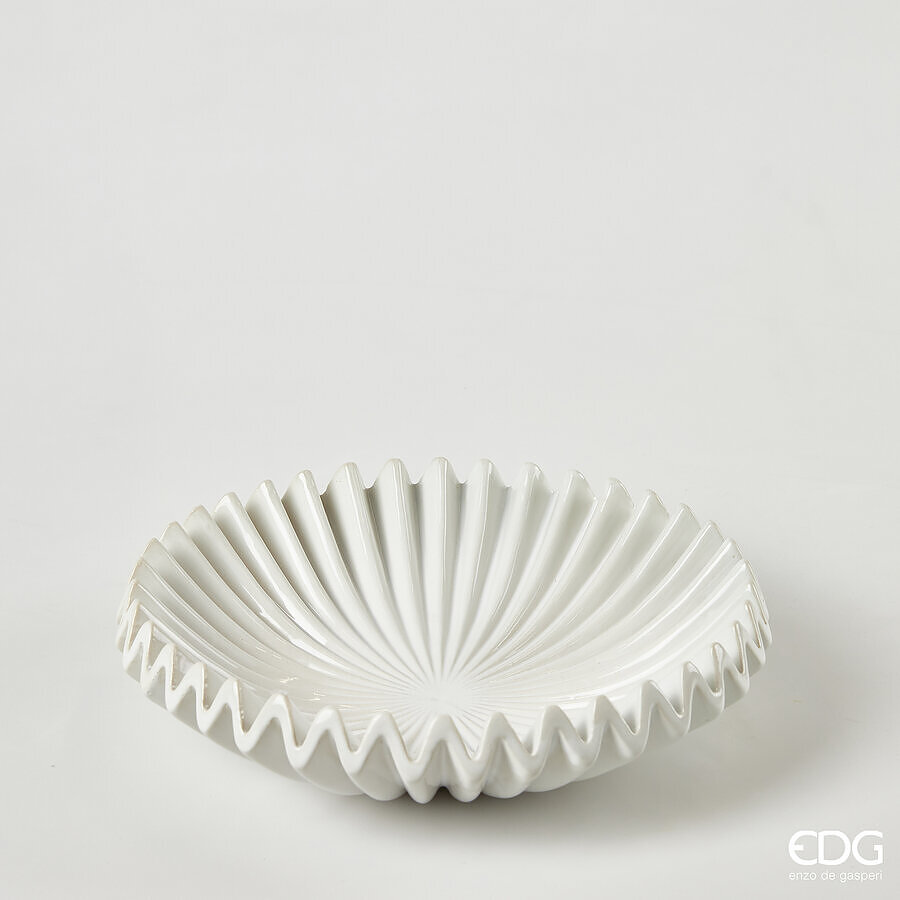Piatto in Ceramica Decorativo Raggiera Rotondo Bianco d.29 h.8 Edg