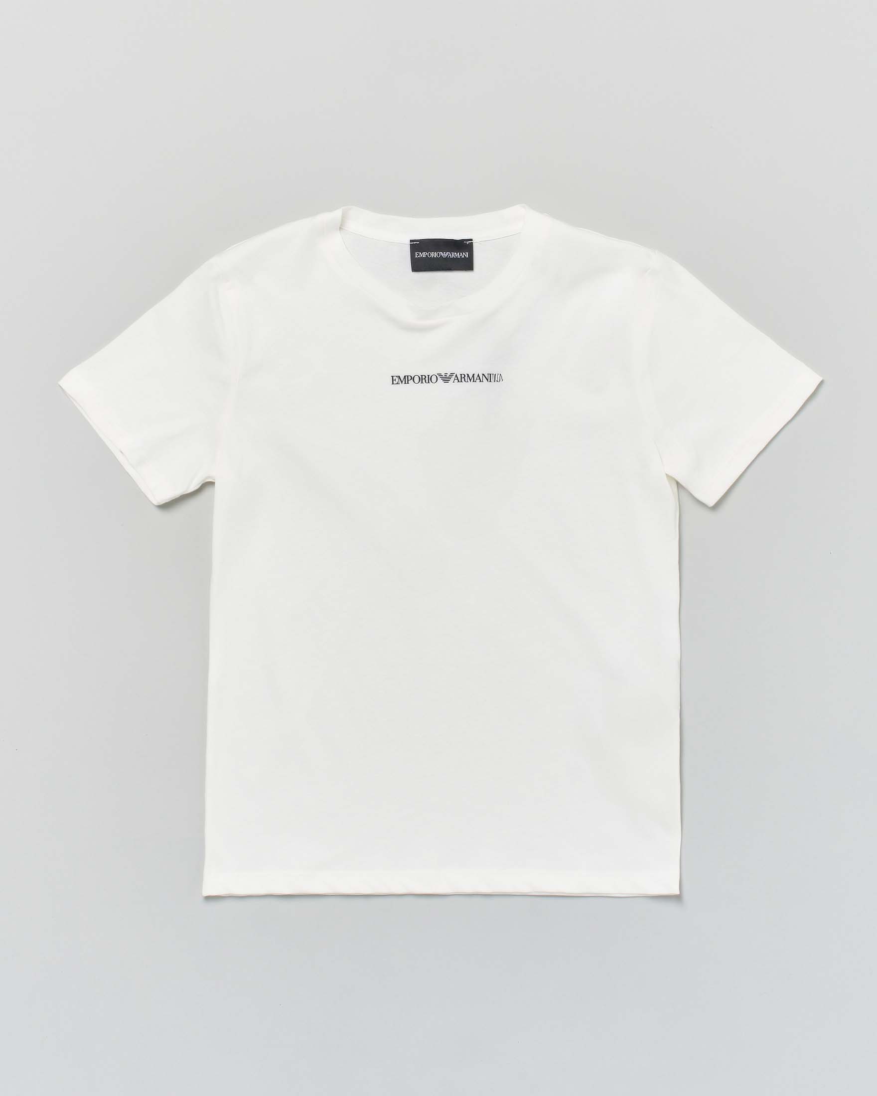 T-shirt Junior bianca mezza manica in cotone con scritta logo