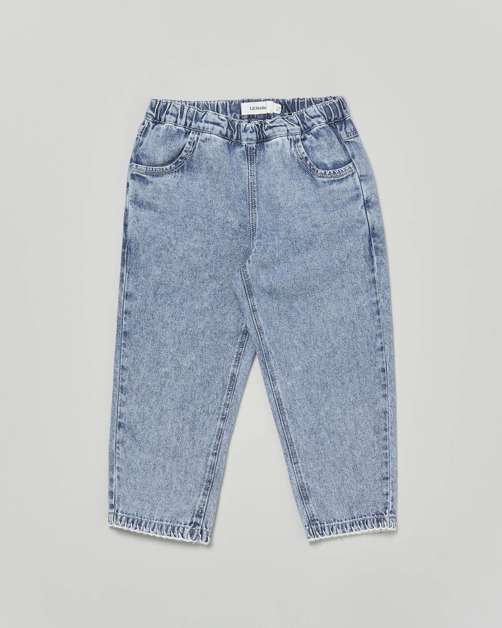 Jeans mom fit a lavaggio chiaro stone washed marmorizzato