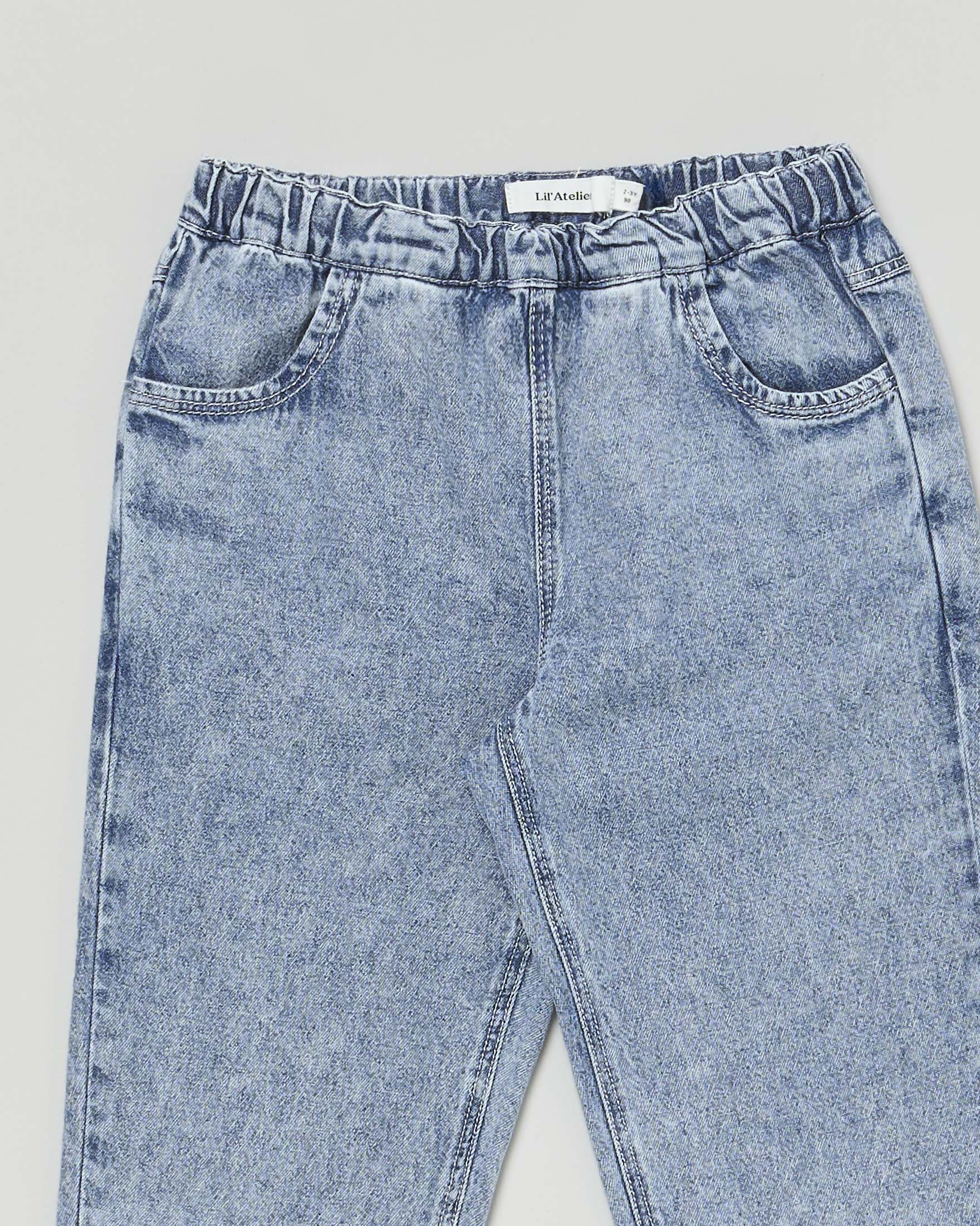 Jeans Lil' Atelier mom fit a lavaggio chiaro stone washed marmorizzato image