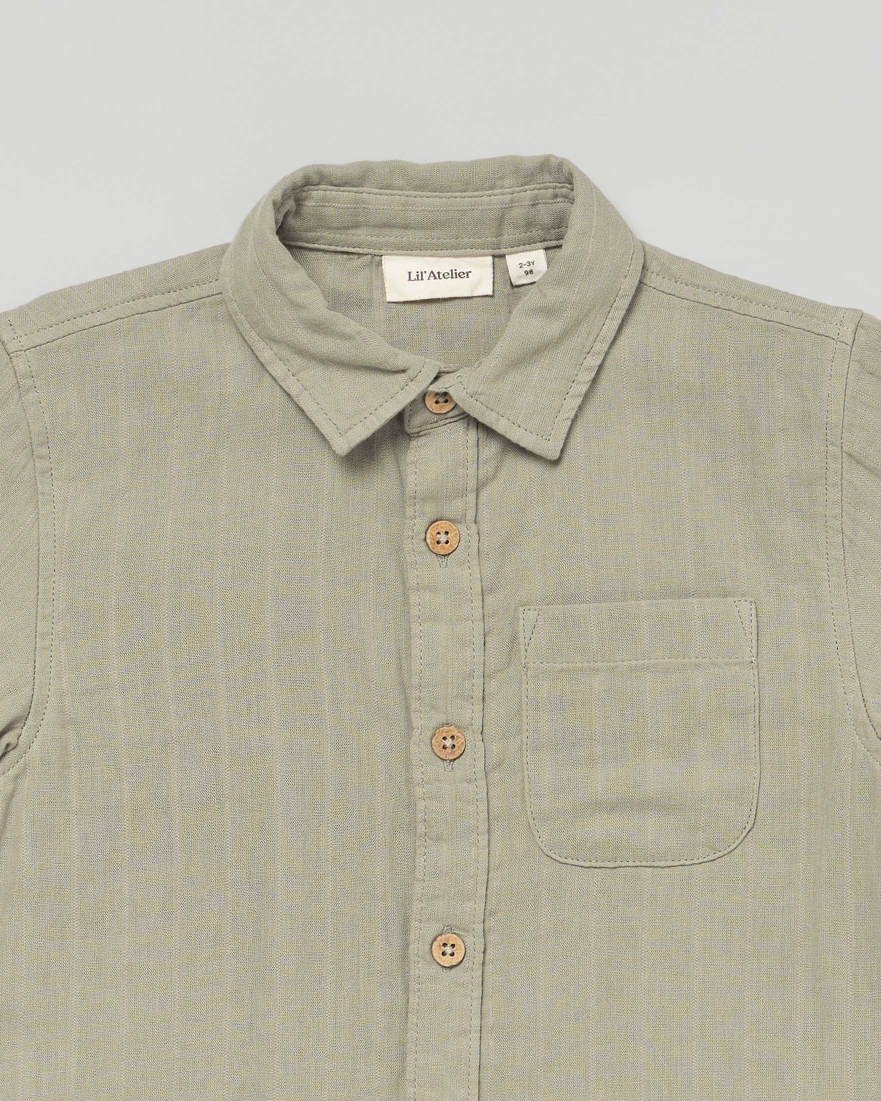 Camicia Lil' Atelier mezza manica in tela di puro cotone colore salvia image