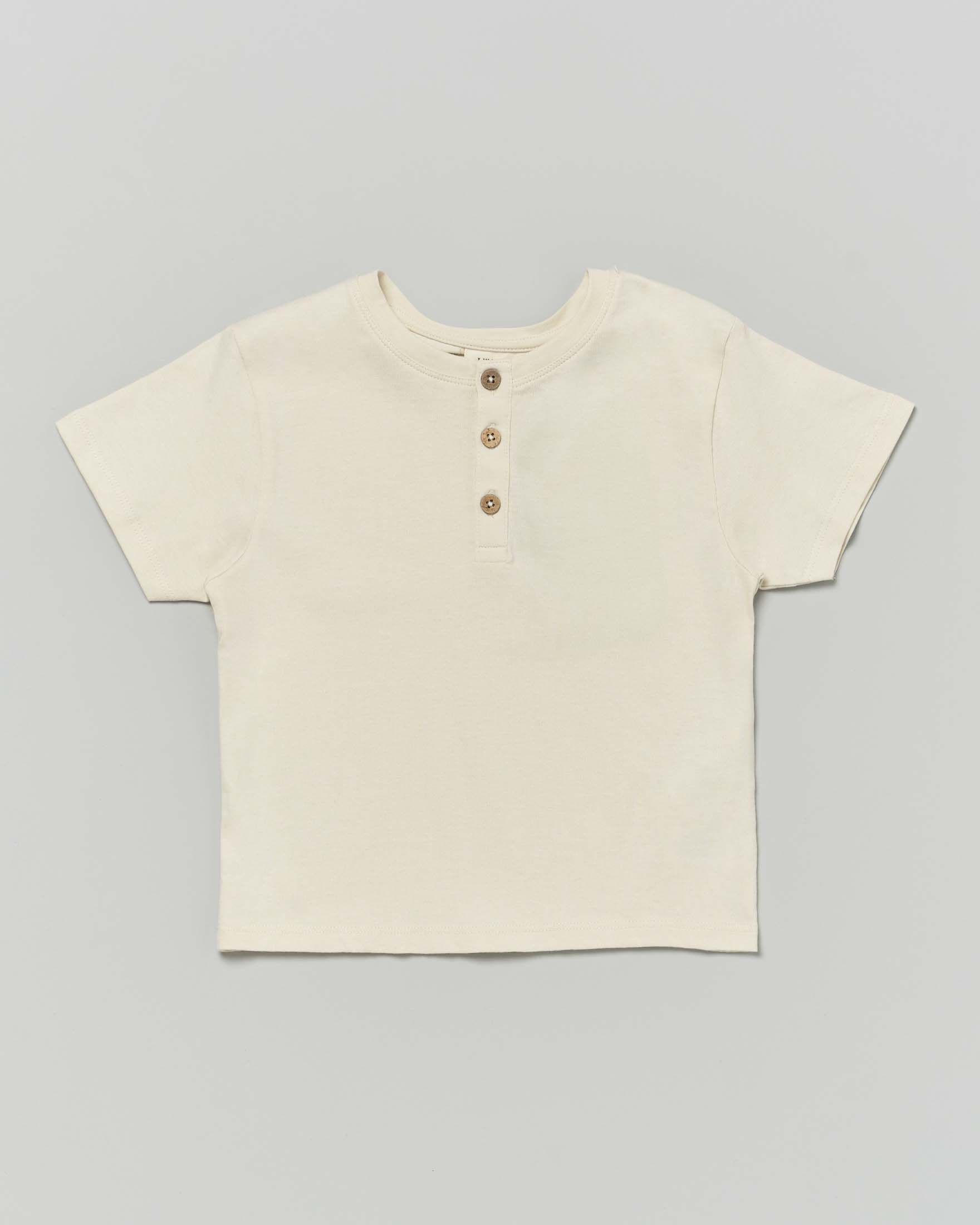 T-shirt serafino in puro cotone color panna