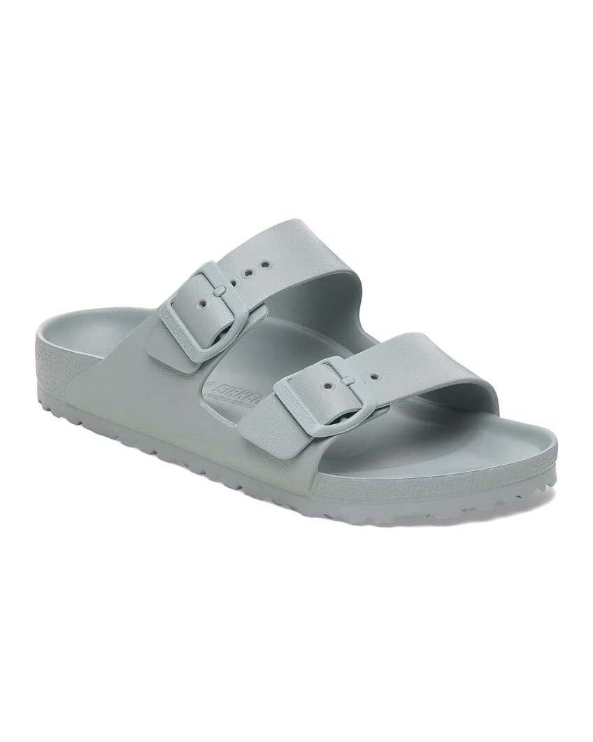 Birkenstock — Sandalo Arizona Birckestock verde salvia in EVA con doppia fascetta e fibbie tono su tono