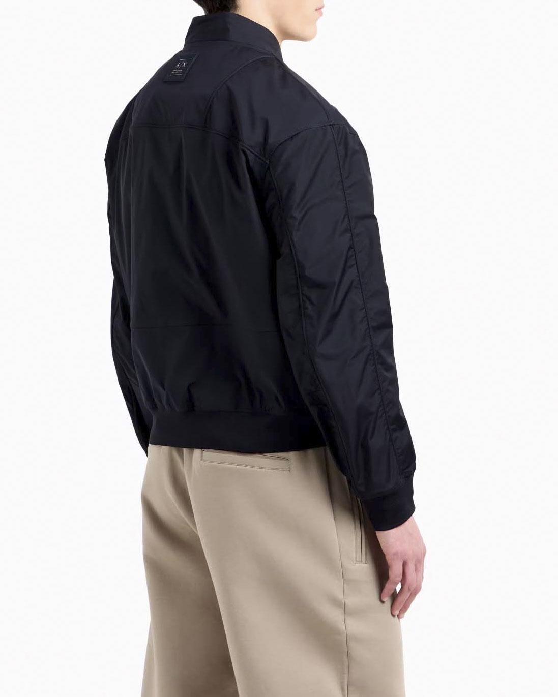 Giacca bomber Armani Exchange blu in tessuto stretch image