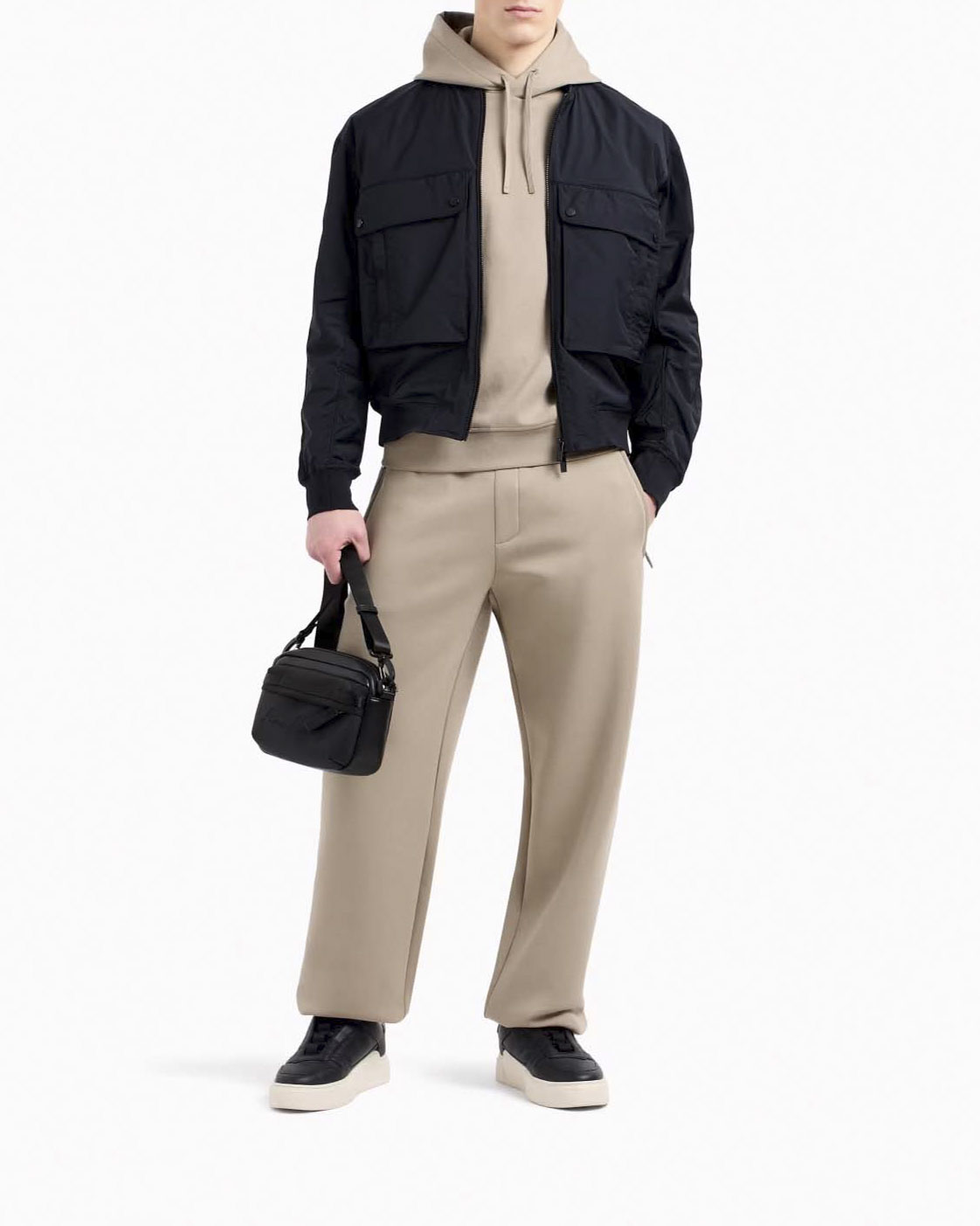 Giacca bomber Armani Exchange blu in tessuto stretch