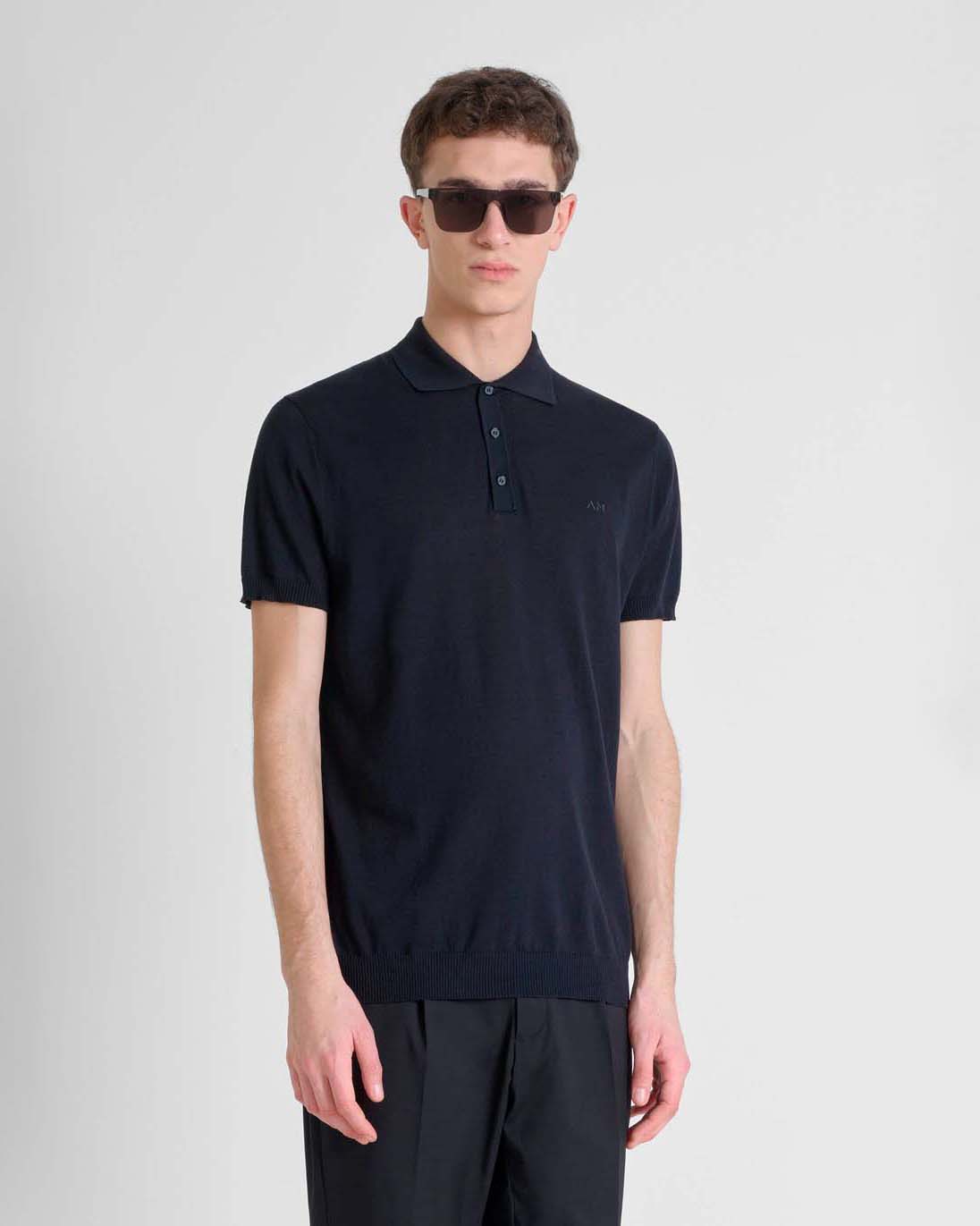 Antony Morato — Polo nera Antony Morato in maglia di misto cotone e viscosa