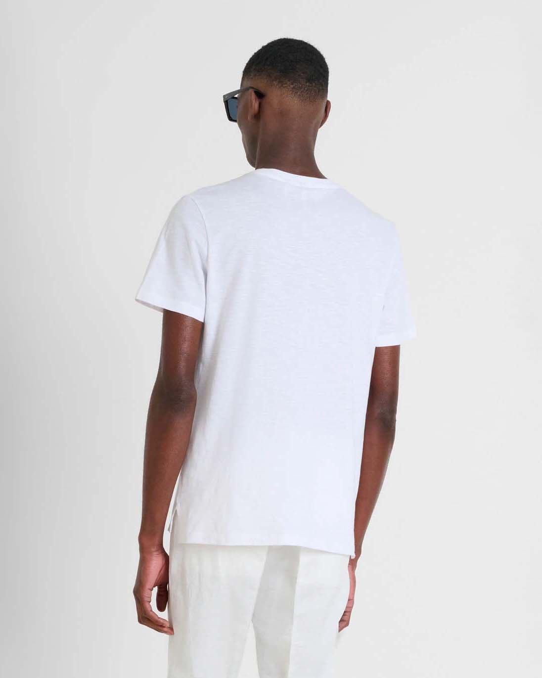 T-shirt mezza manica Antony Morato bianca in puro cotone fiammato con logo sigla in tono image