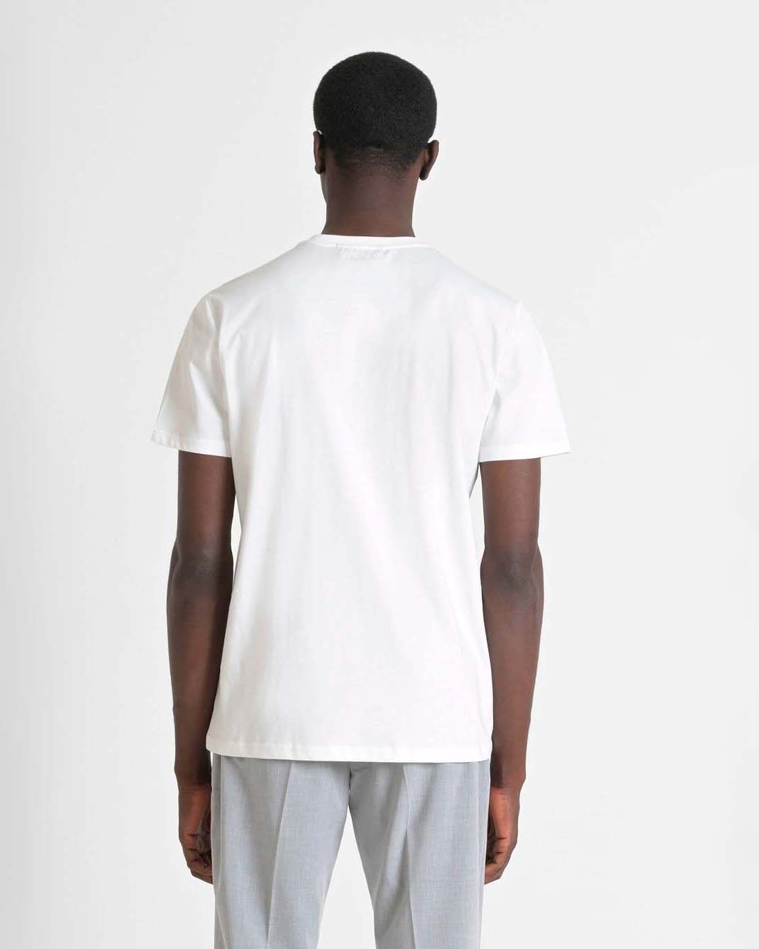 T-shirt mezza manica Antony Morato bianca in jersey di puro cotone con ricamo tigre image