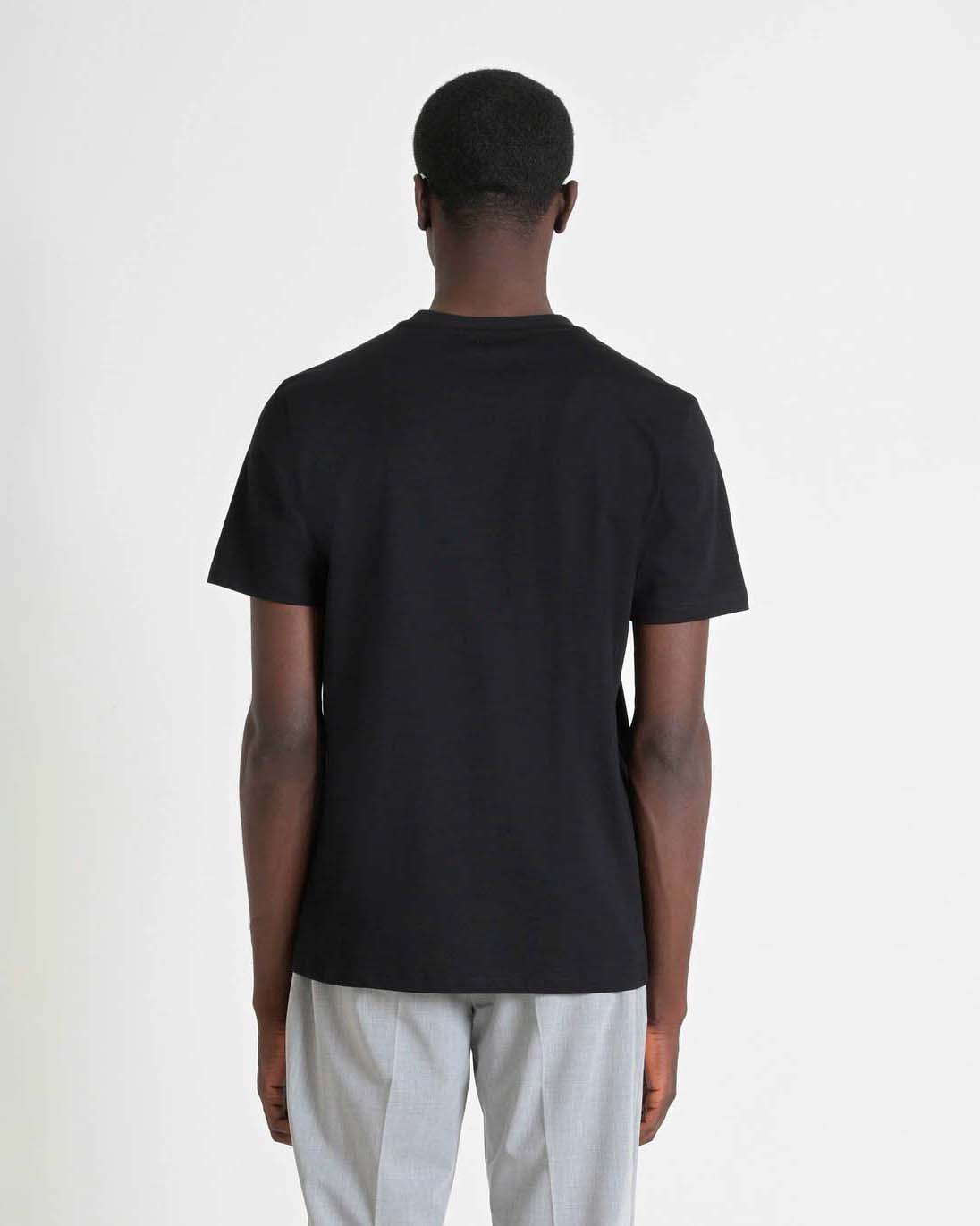 T-shirt mezza manica Antony Morato nera in jersey di puro cotone con ricamo libellula al petto image