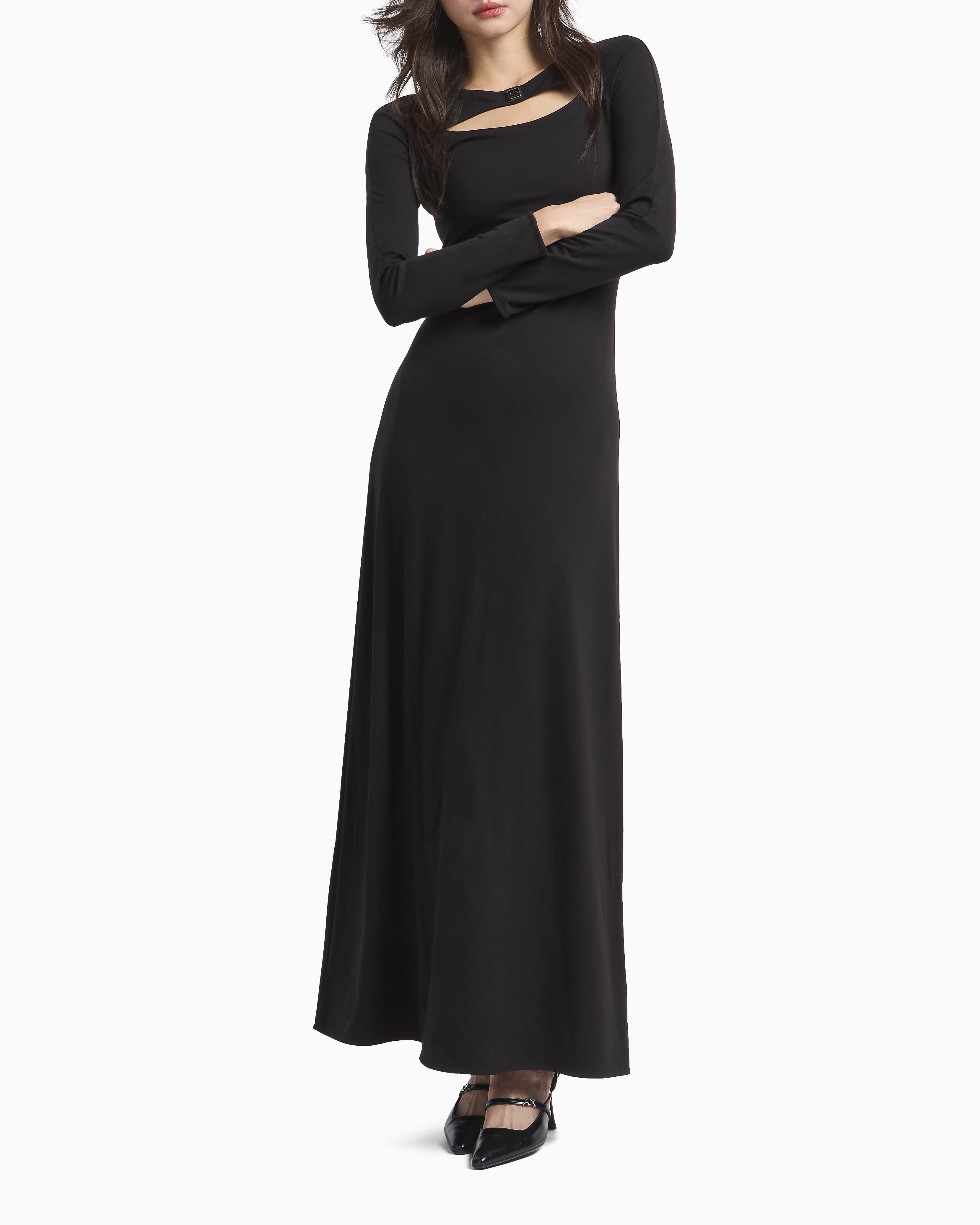 Gonna Abito Nero Manica Tre Quarti Abito Lungo Nero Armani