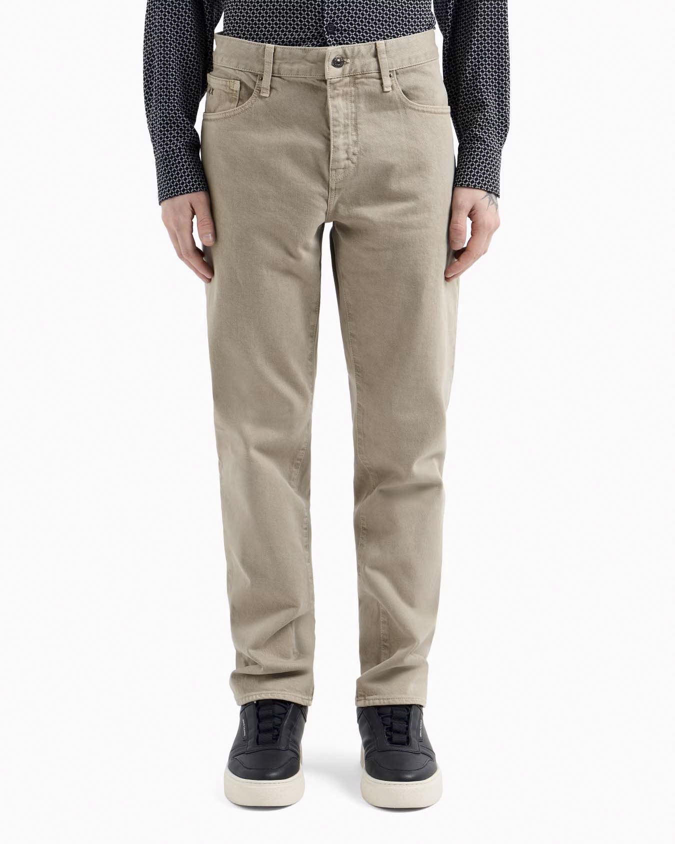 Pantalone cinque tasche Armani Exchange color sabbia in bull di cotone stretch