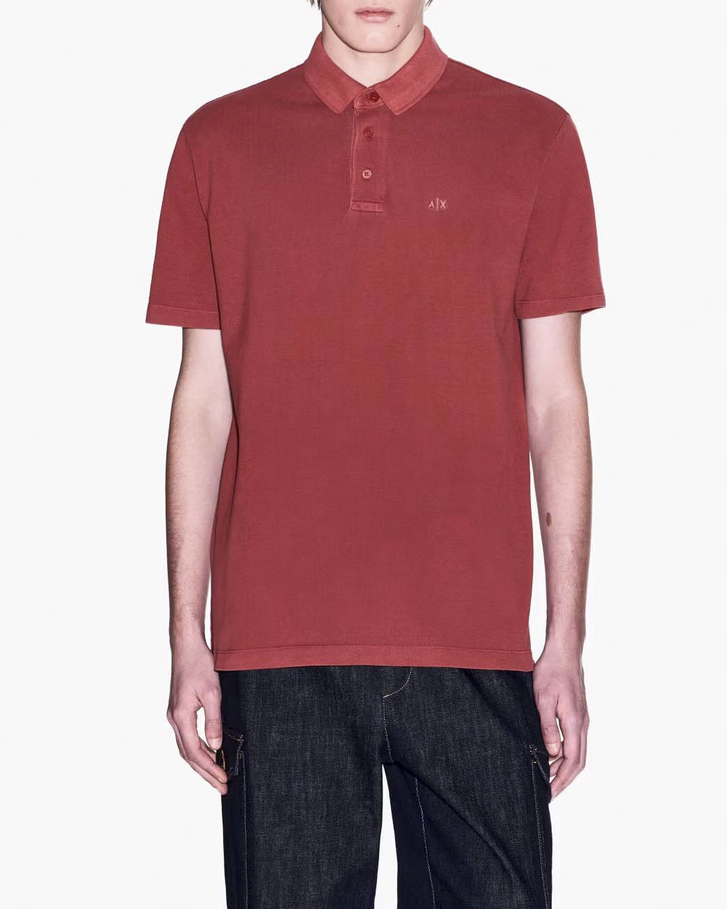 Polo mezza manica Exchange rossa in piquè di puro cotone regular-fit