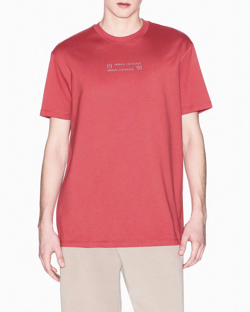 T-shirt mezza manica Exchange corallo regular-fit con ricamo logo 1991