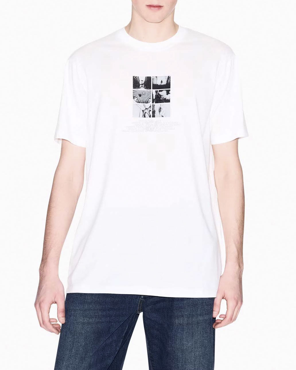 T-shirt mezza manica Exchange bianca regular-fit con stampa fotografica