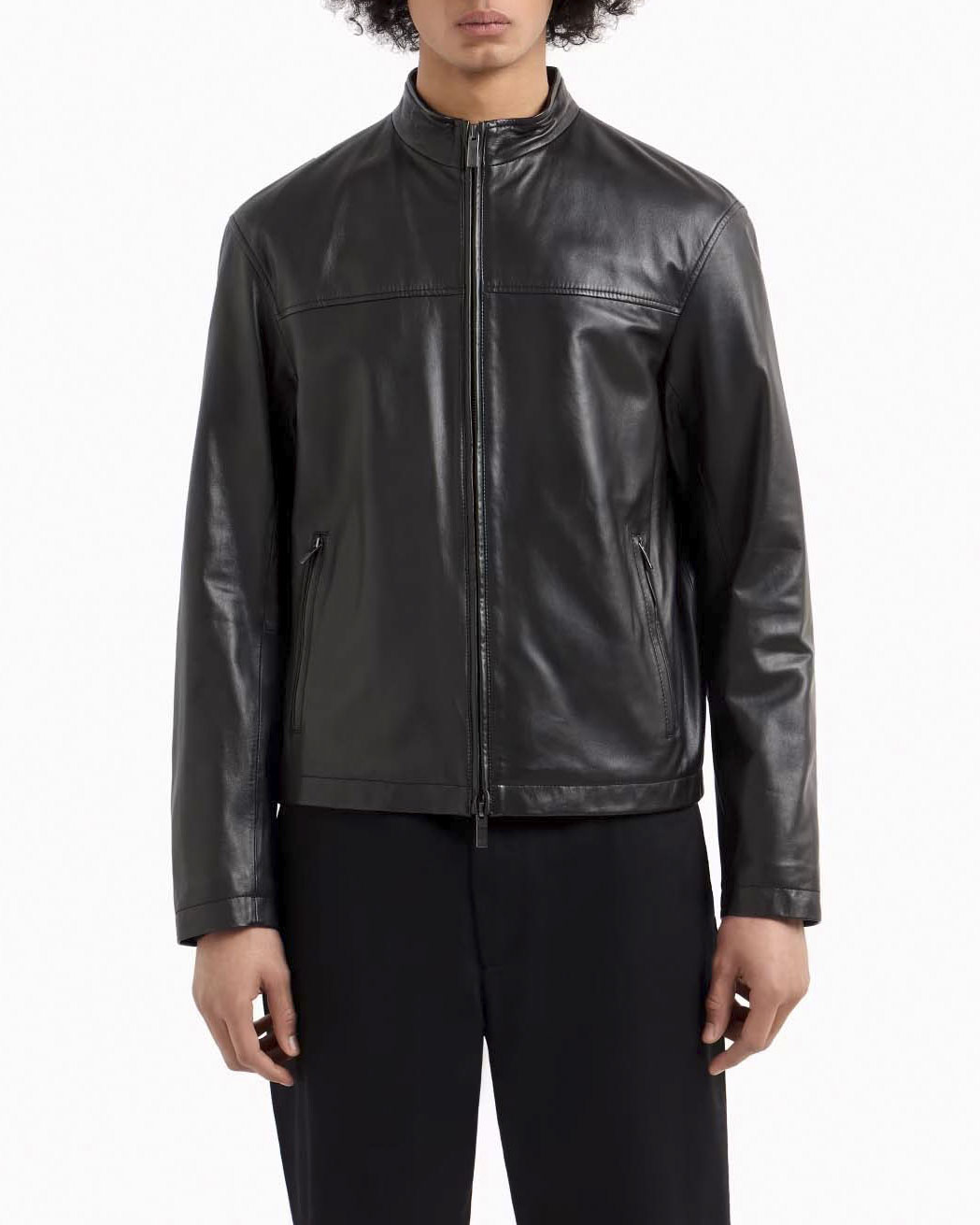 Biker nero Armani Exchange in vera pelle