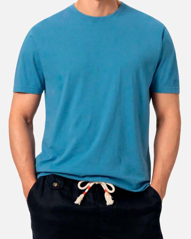 T-shirt MC2 Saith Barth blu avio mezza manica con logo ricamato in tono sulla manica