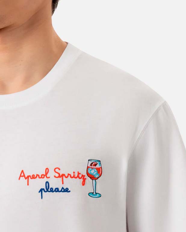 T-shirt MC2 Saint Barth bianca con ricamo Aperol Spritz Please sul petto image