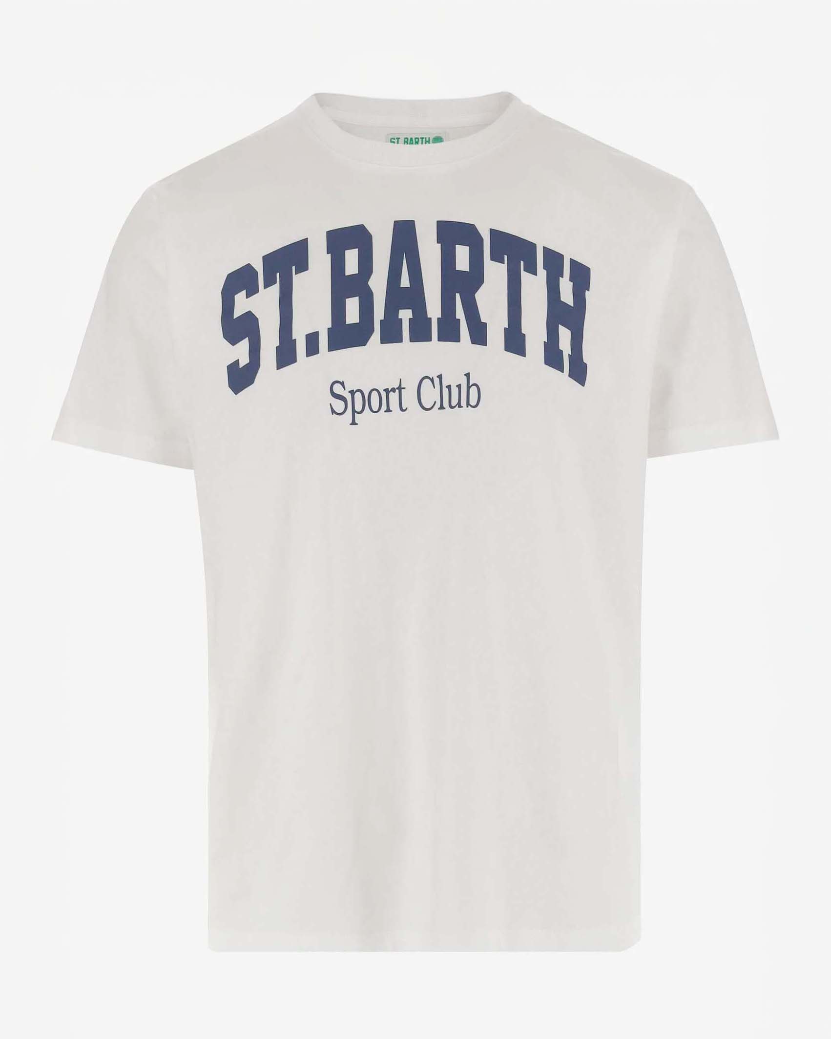 T-shirt MC2 Saint Barth bianca con stampa scritta logo e sport club davanti