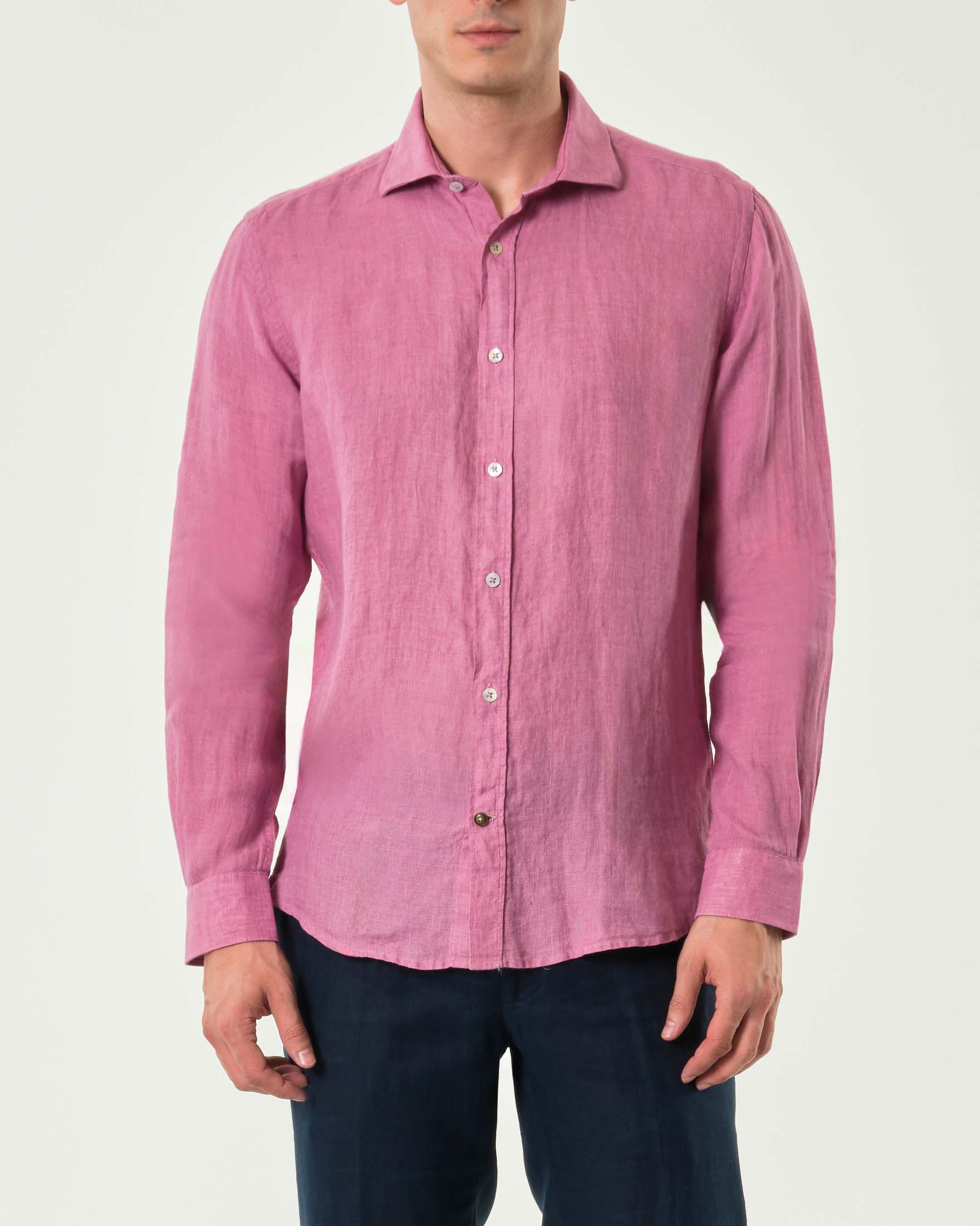Camicia elegante ragazzo fucsia V2000 con cravatta abbinata e fazzoletto maniche