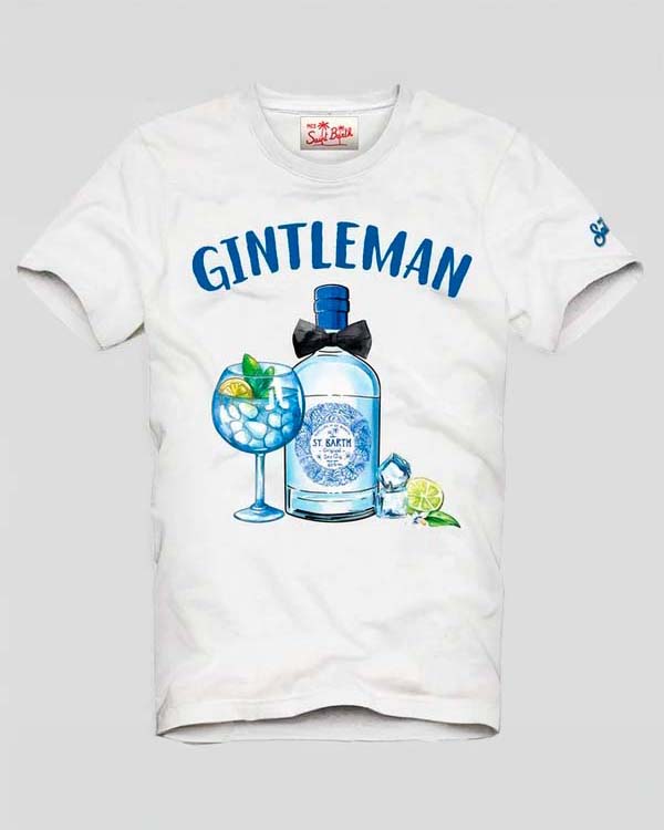 T-shirt bianca con stampa Gintleman