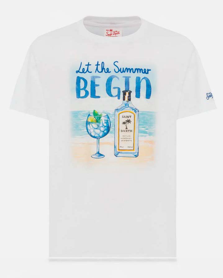 T-shirt bianca con stampa Let The Summer Begin