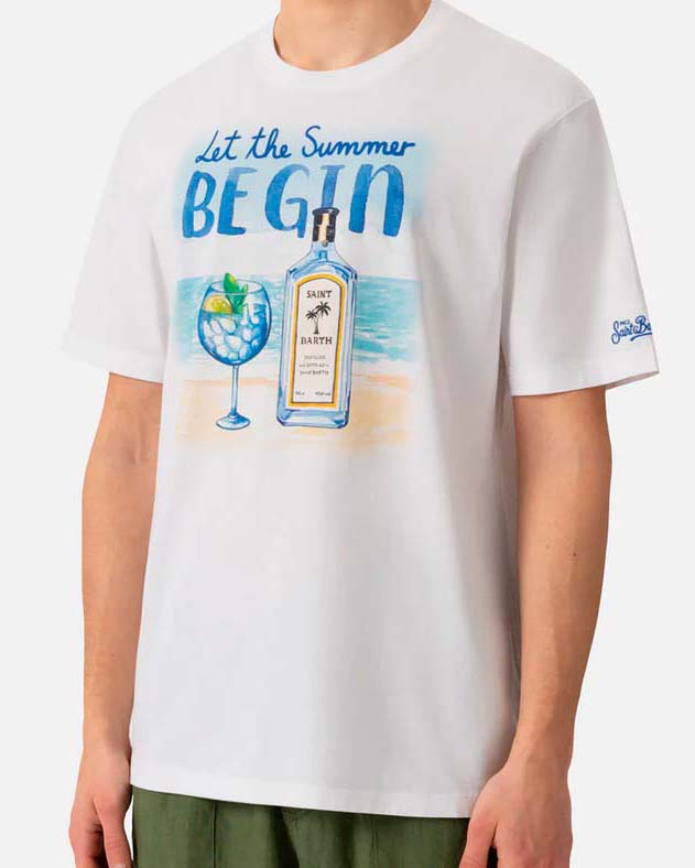 T-shirt MC2 Saint Barth bianca con stampa Let The Summer Begin image
