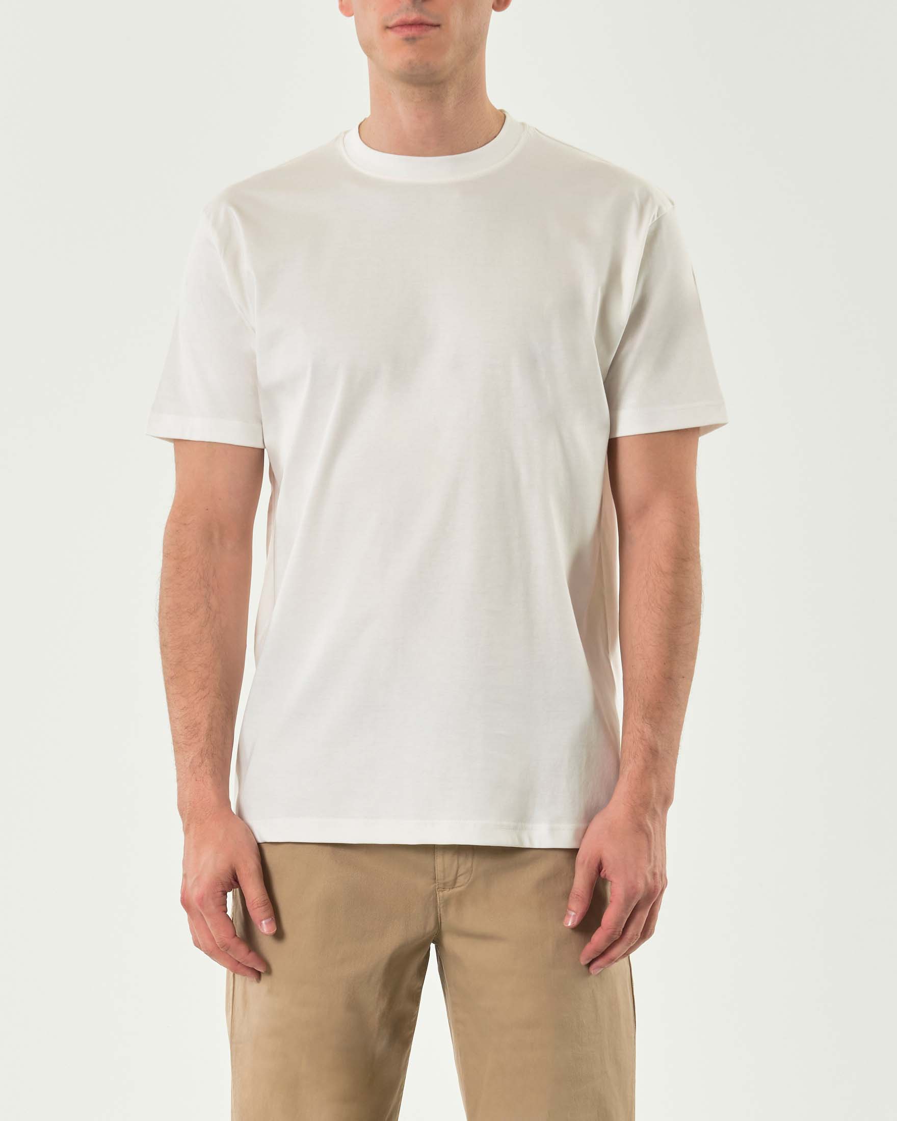 T-shirt mezza manica Pellizzari bianca in cotone doppio ritorto