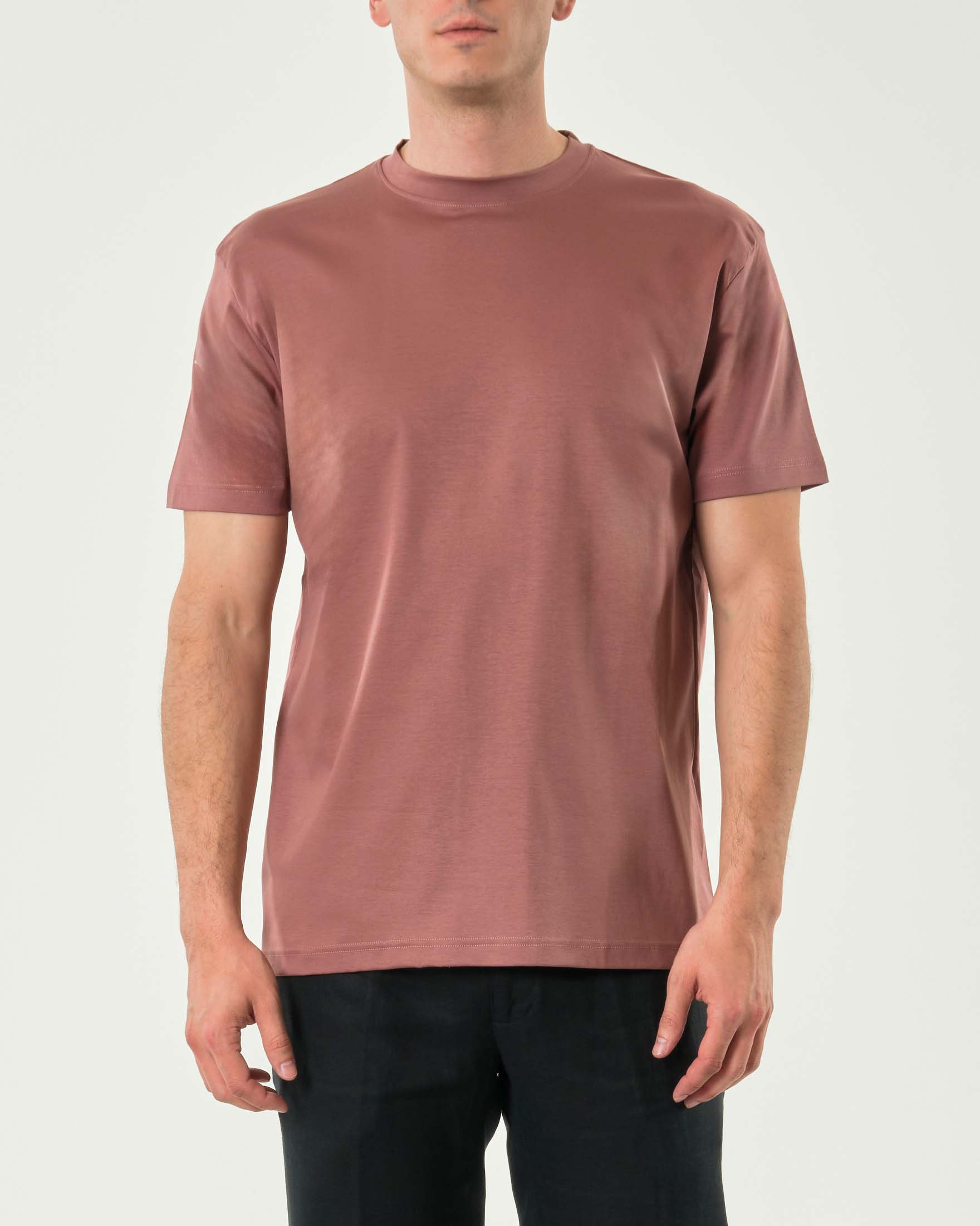 T-shirt mezza manica Pellizzari malva in cotone doppio ritorto