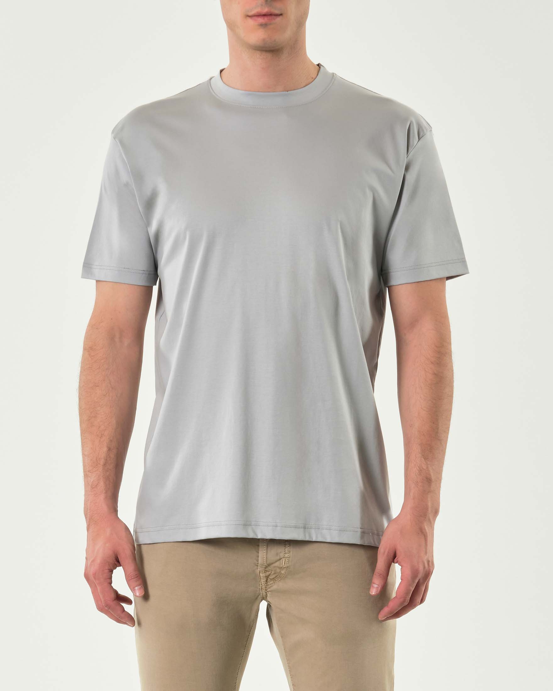 Rodolfo Pellizzari — T-shirt mezza manica Pellizzari ghiaccio in cotone doppio ritorto
