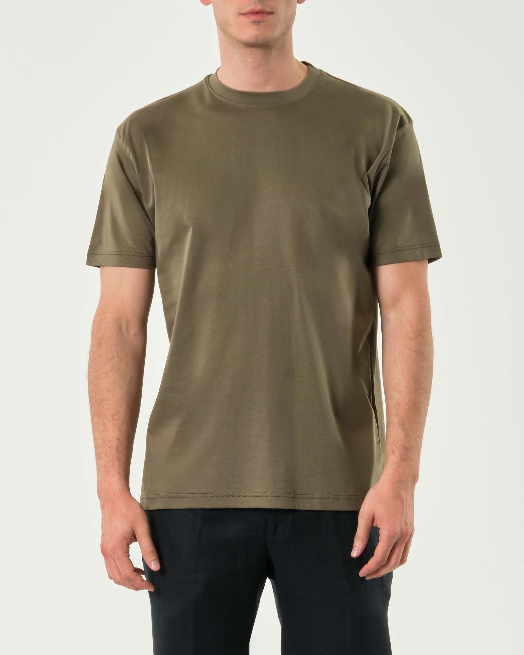 T-shirt mezza manica Pellizzari verde militare in cotone doppio ritorto